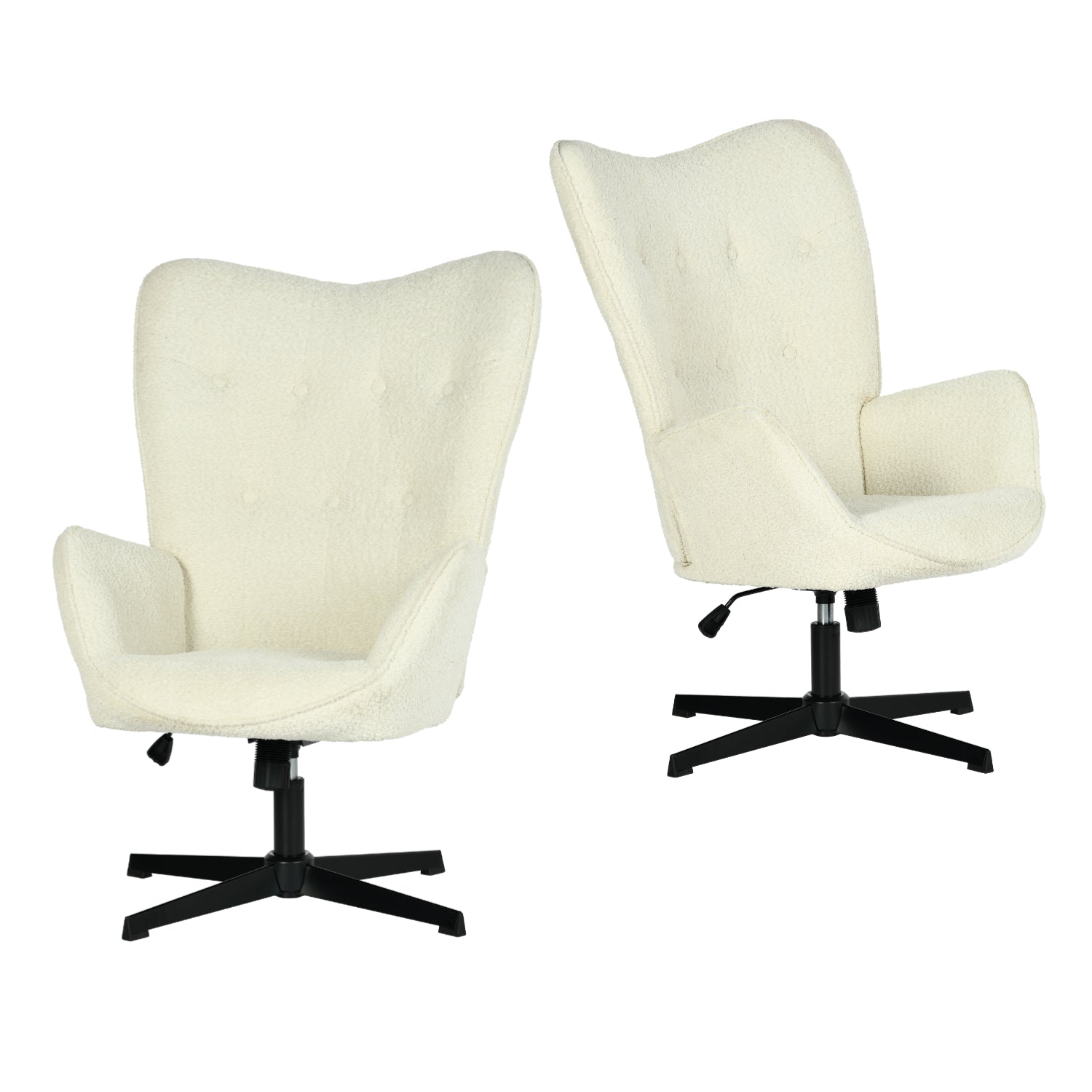 Lot de 2 fauteuil de bureau pivotant et réglable avec accoudoirs, fauteuil de salon inclinable en tissu chenille beige - FUCHS
