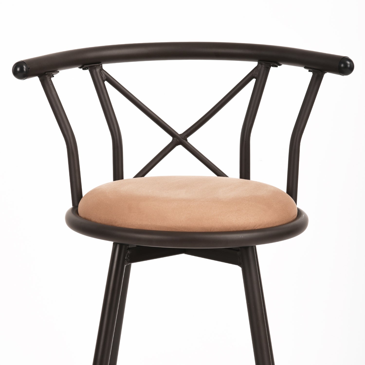 Set mit 4 drehbaren Industrie-Barhockern mit brauner Stoffrückseite – HAILEY 24