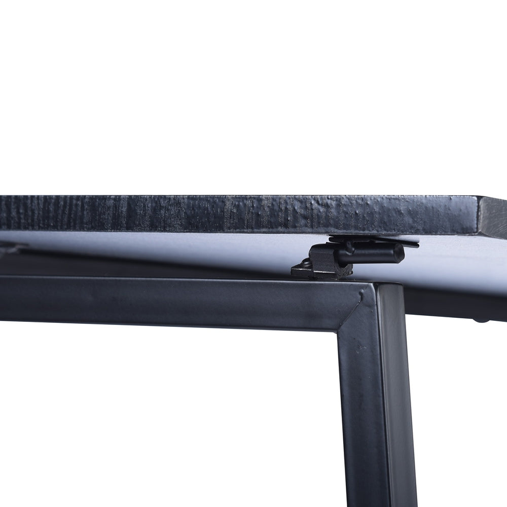 Bureau/table d'ordinateur industriel pliable en bois et en métal noir - ASCOLI