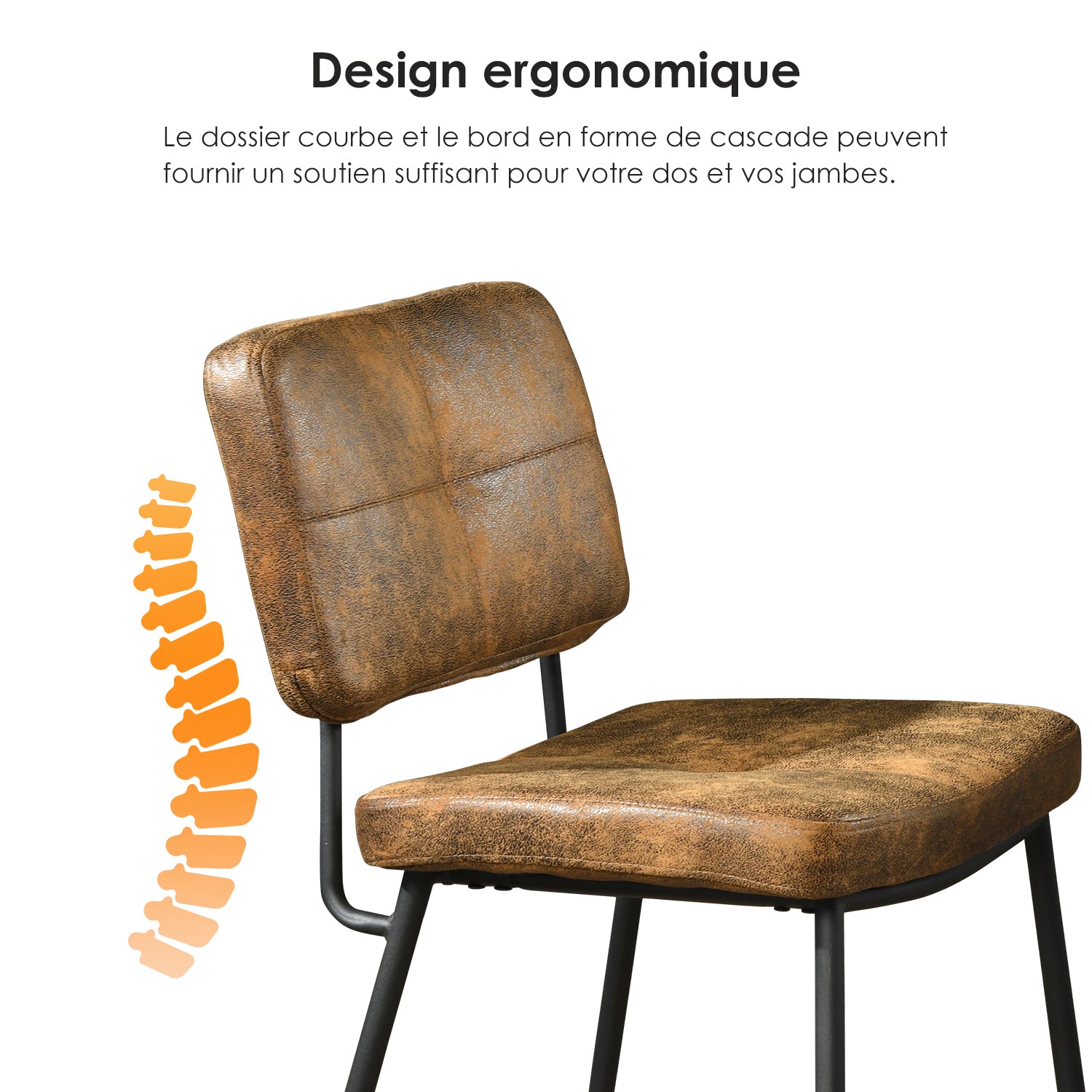 Set mit 4 industriellen Barhockern mit Wildlederrücken – INDEPENDENCE BAR