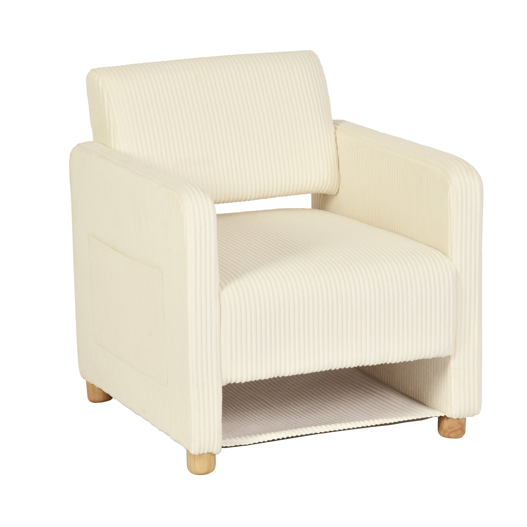 Fauteuil de détente 1 place canapé pour salon, fauteuil avec emballage en velours côtelé beige - KARIA