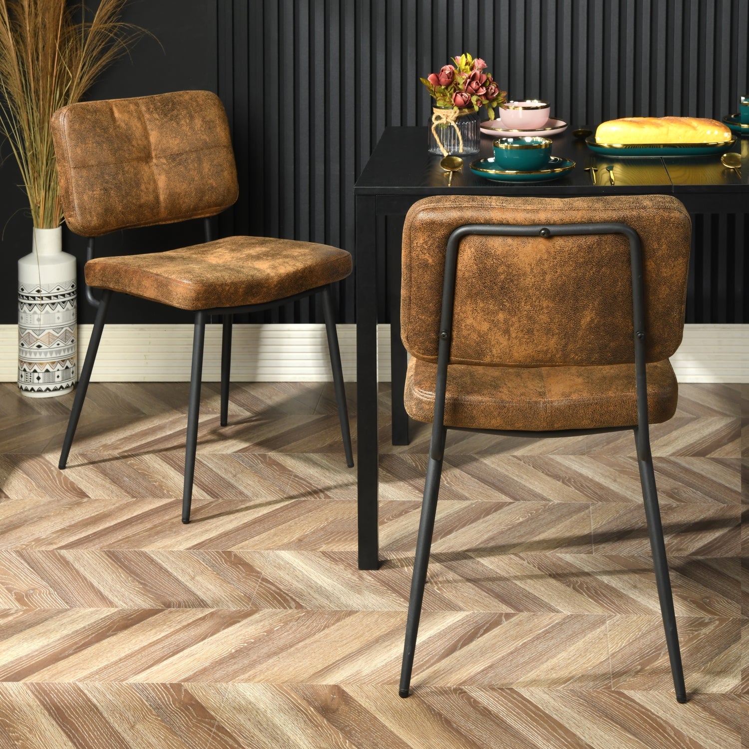 Set von 2 industriellen Esstühlen in Wildleder - Karomi