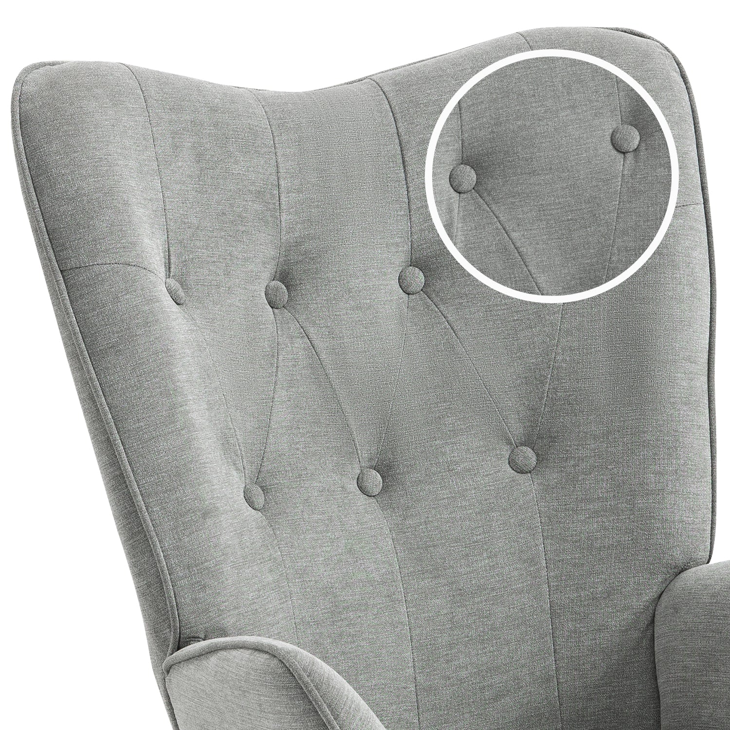 Scandinavian armchair with armrests in padded gray fabric - kas