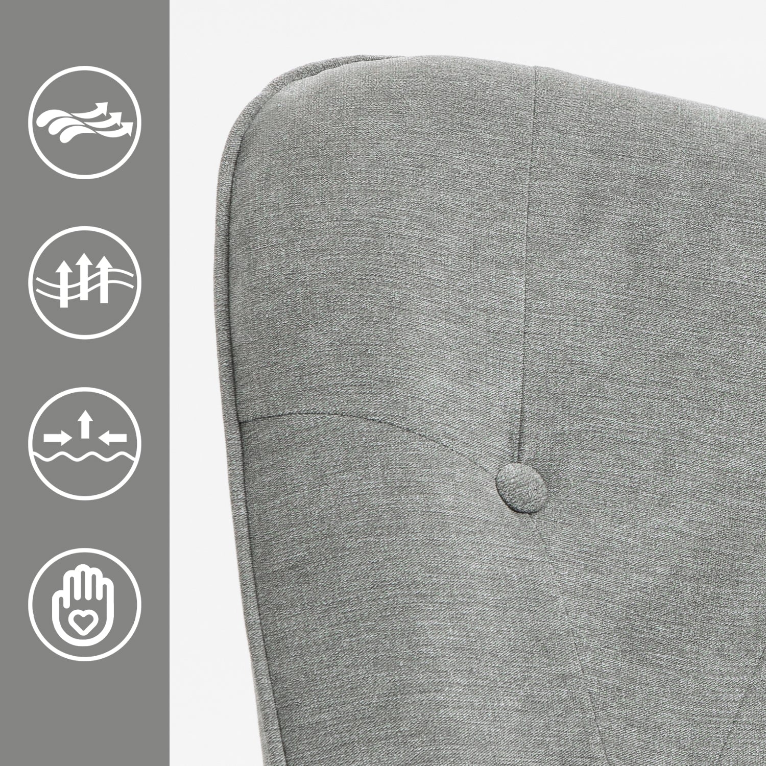 Scandinavian armchair with armrests in padded gray fabric - kas