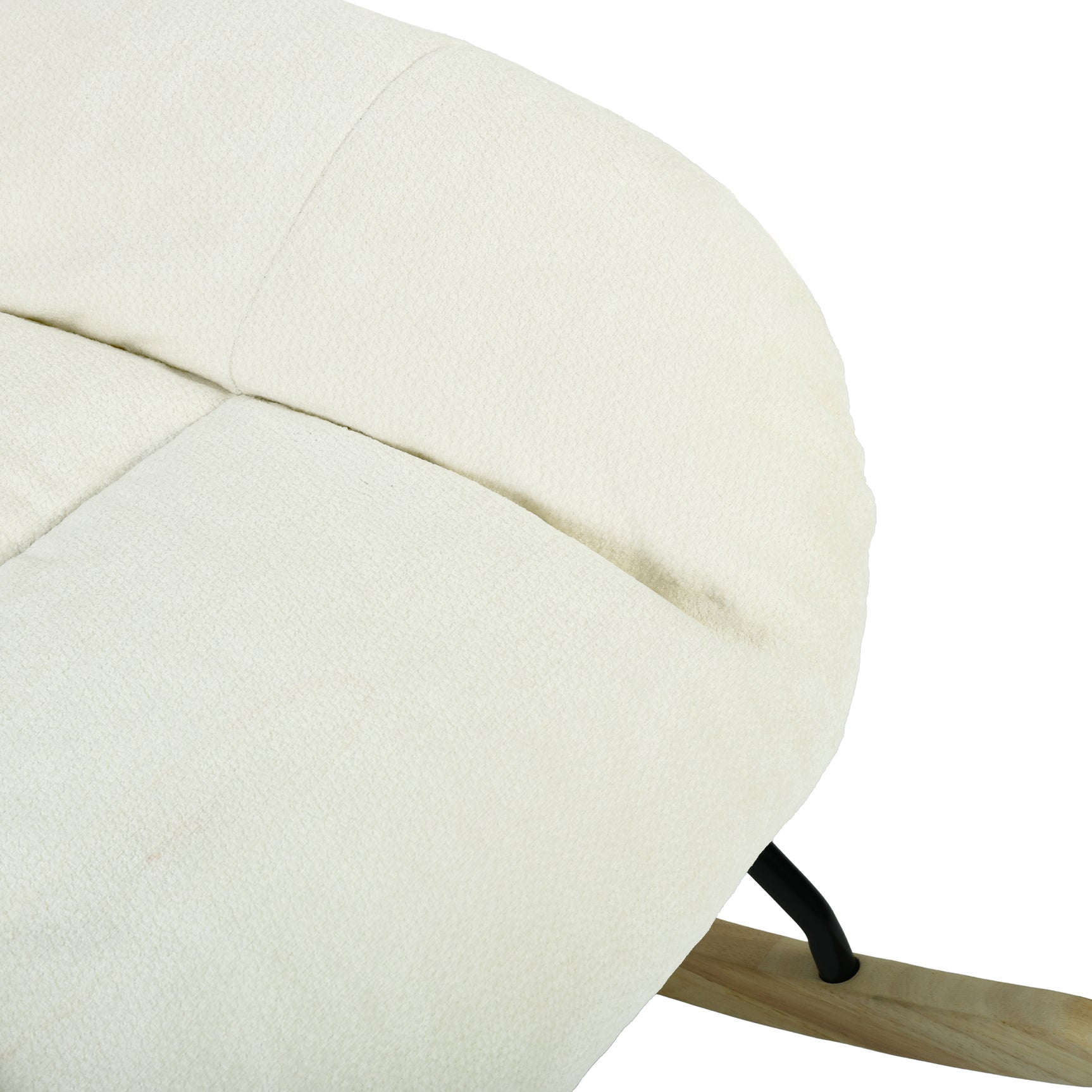 Fauteuil à bascule scandinave en tissu chenille avec accoudoirs pour salon ou chambre à coucher, beige - LITHOPS