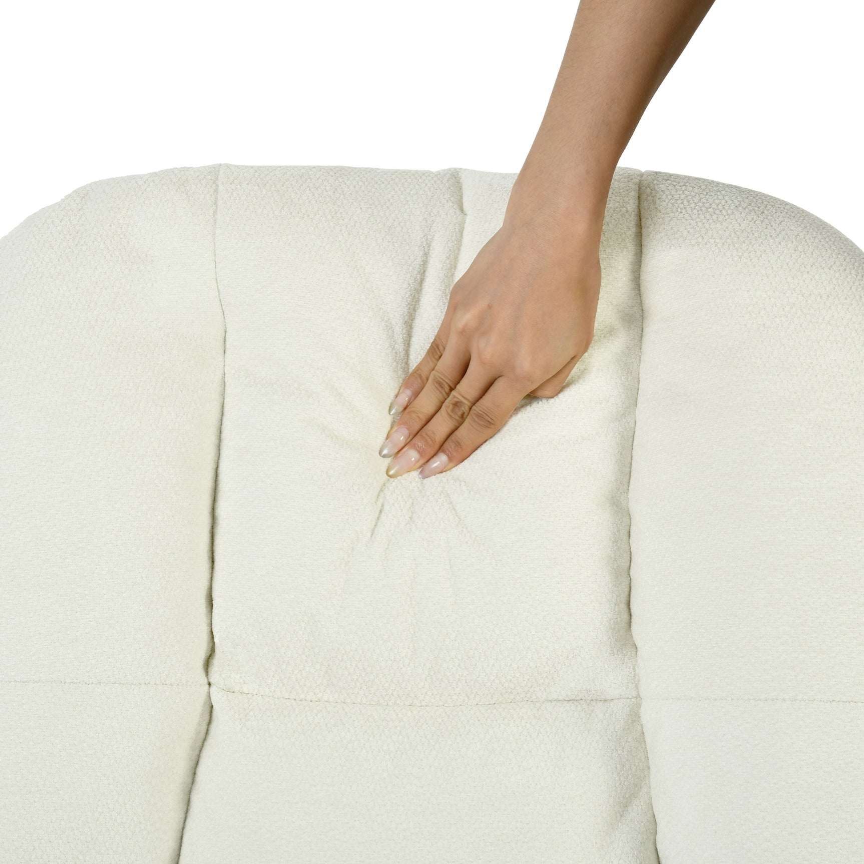 Fauteuil à bascule scandinave en tissu chenille avec accoudoirs pour salon ou chambre à coucher, beige - LITHOPS
