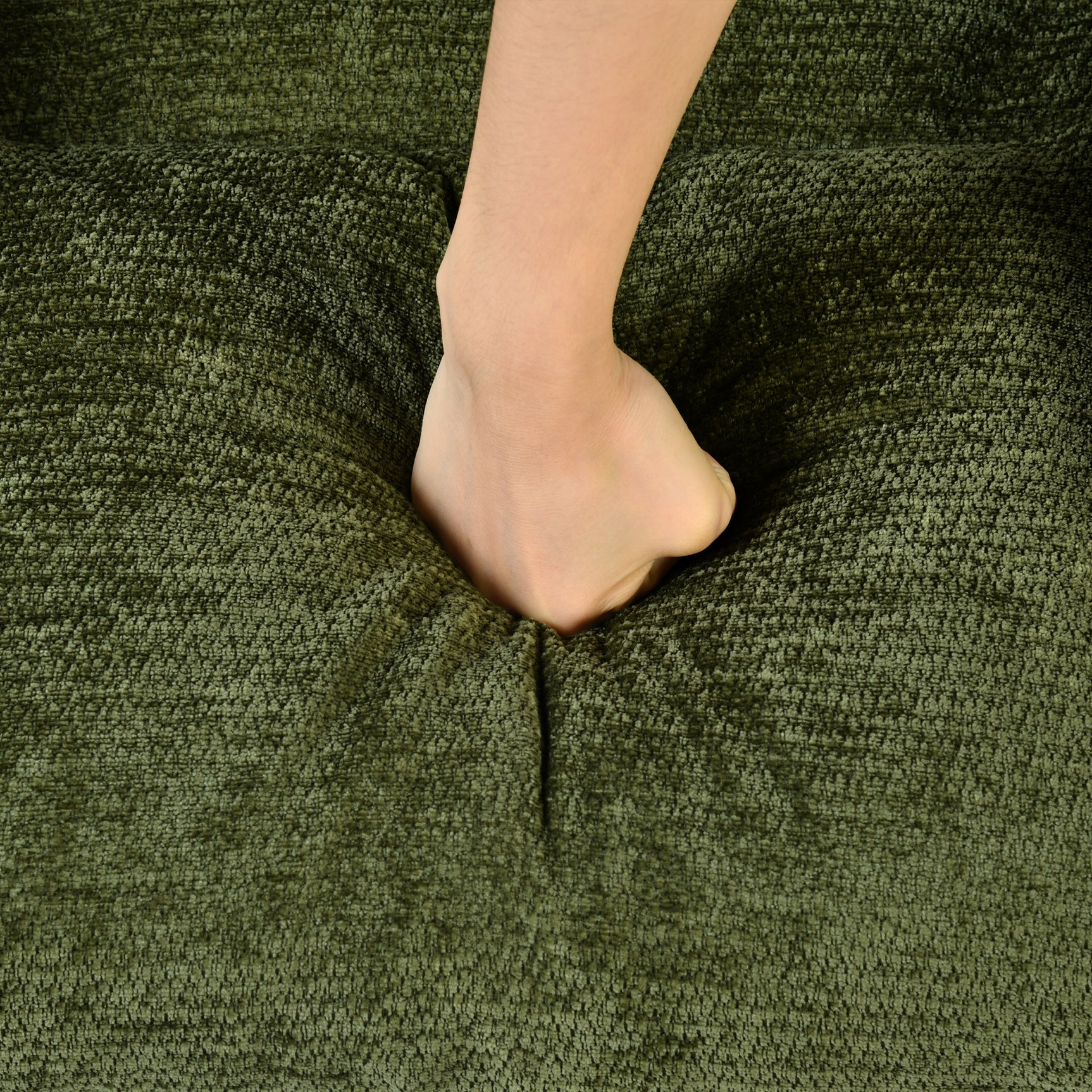 Fauteuil à bascule scandinave en tissu chenille avec accoudoirs pour salon ou chambre à coucher, vert - LITHOPS