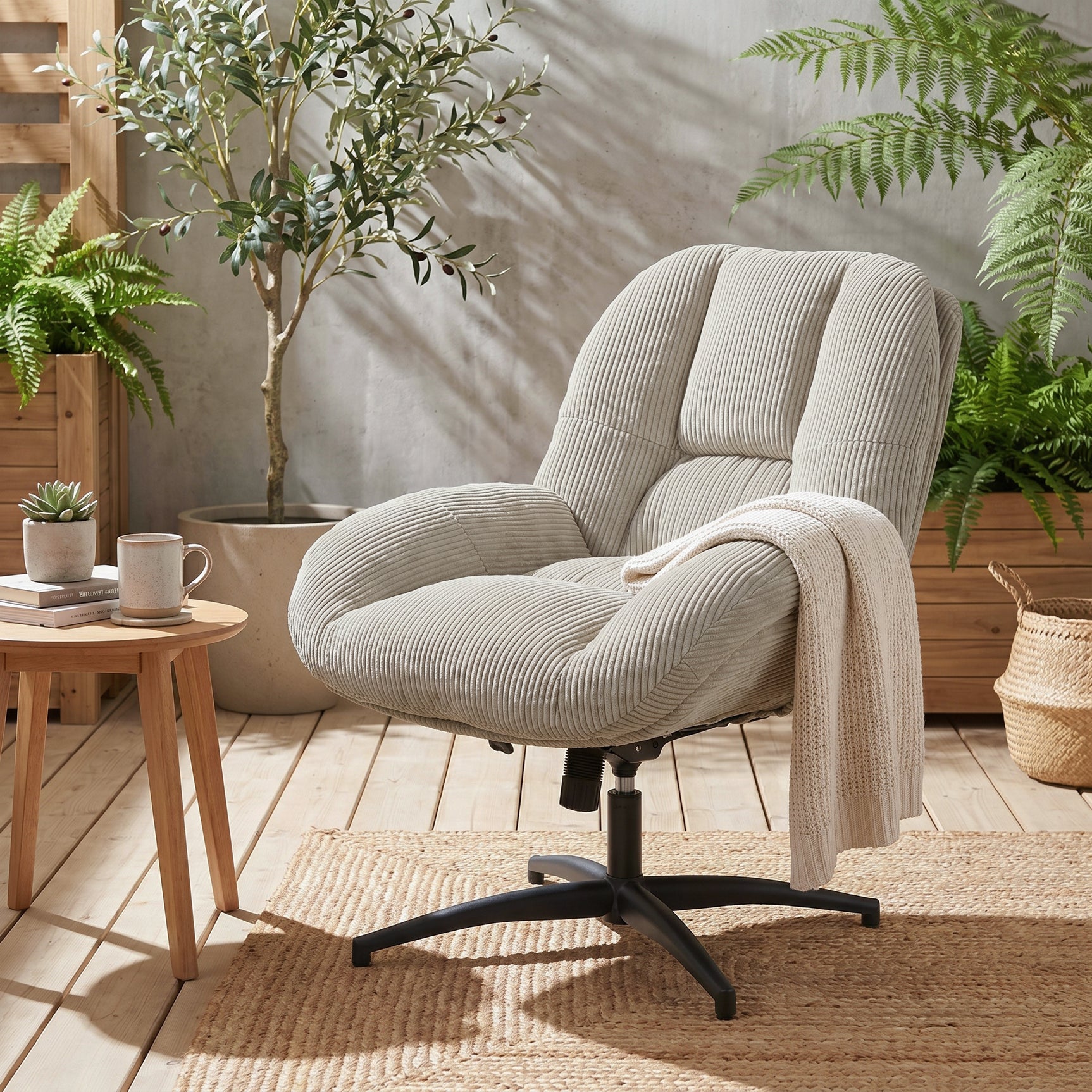 Adjustable Ergonomic Office Armchair Pivoting with fabric armrests white loop - Thomasina
