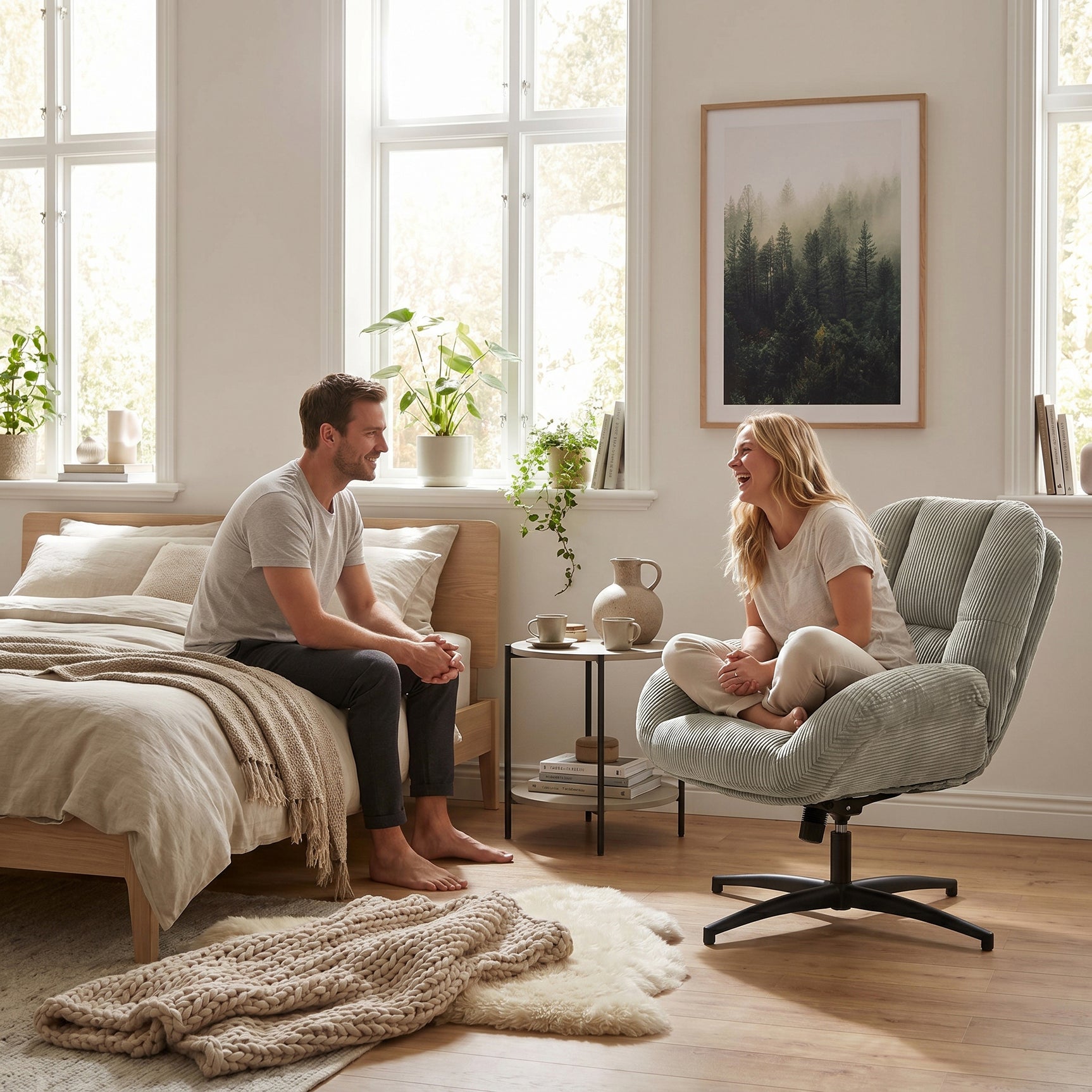 Adjustable Ergonomic Office Armchair Pivoting with fabric armrests white loop - Thomasina