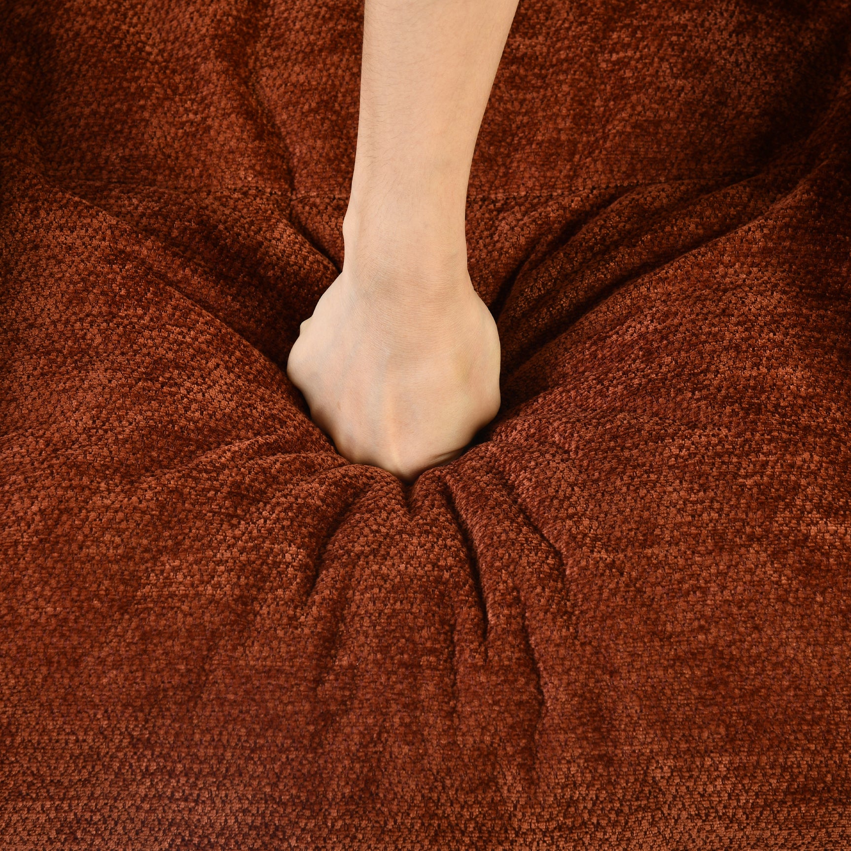 Lot de 2 fauteuil à bascule scandinave en tissu chenille avec accoudoirs pour salon ou chambre à coucher, rouge - LITHOPS