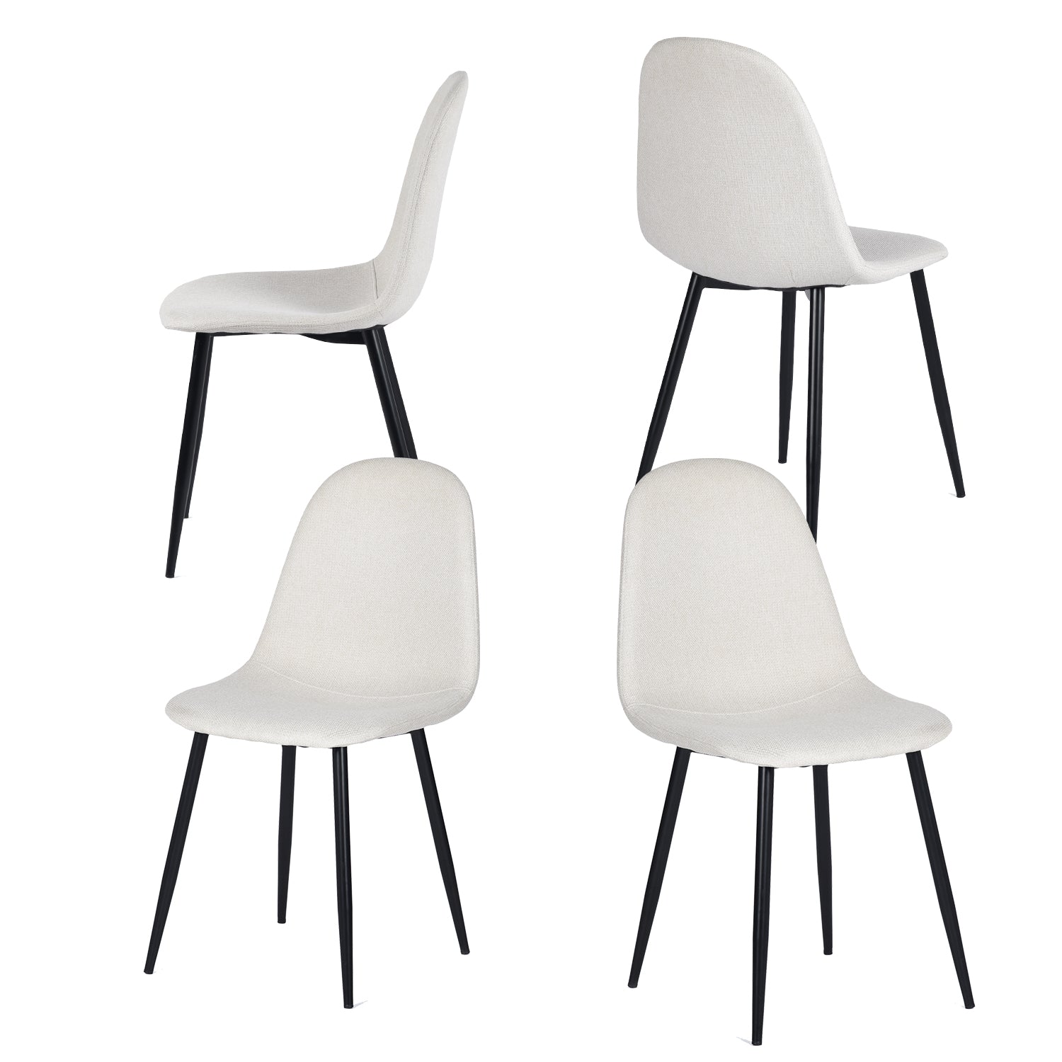 Lot de 4 chaises de salle à manger scandinaves en tissu beige - CHARLTON