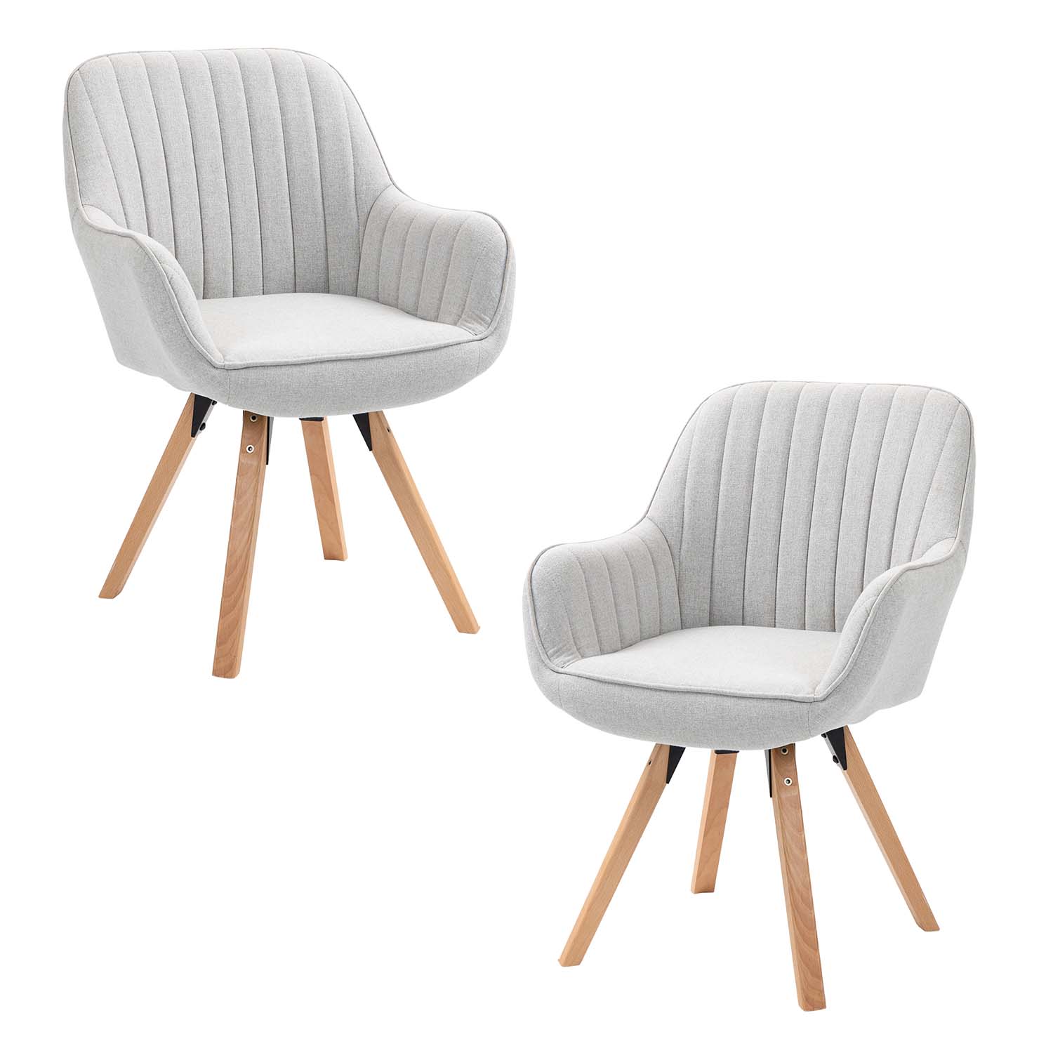 Set aus 2 bequemen Esszimmerstühlen aus beigem Stoff, 360° drehbar – CARSON FABRIC BEIGE 2STK