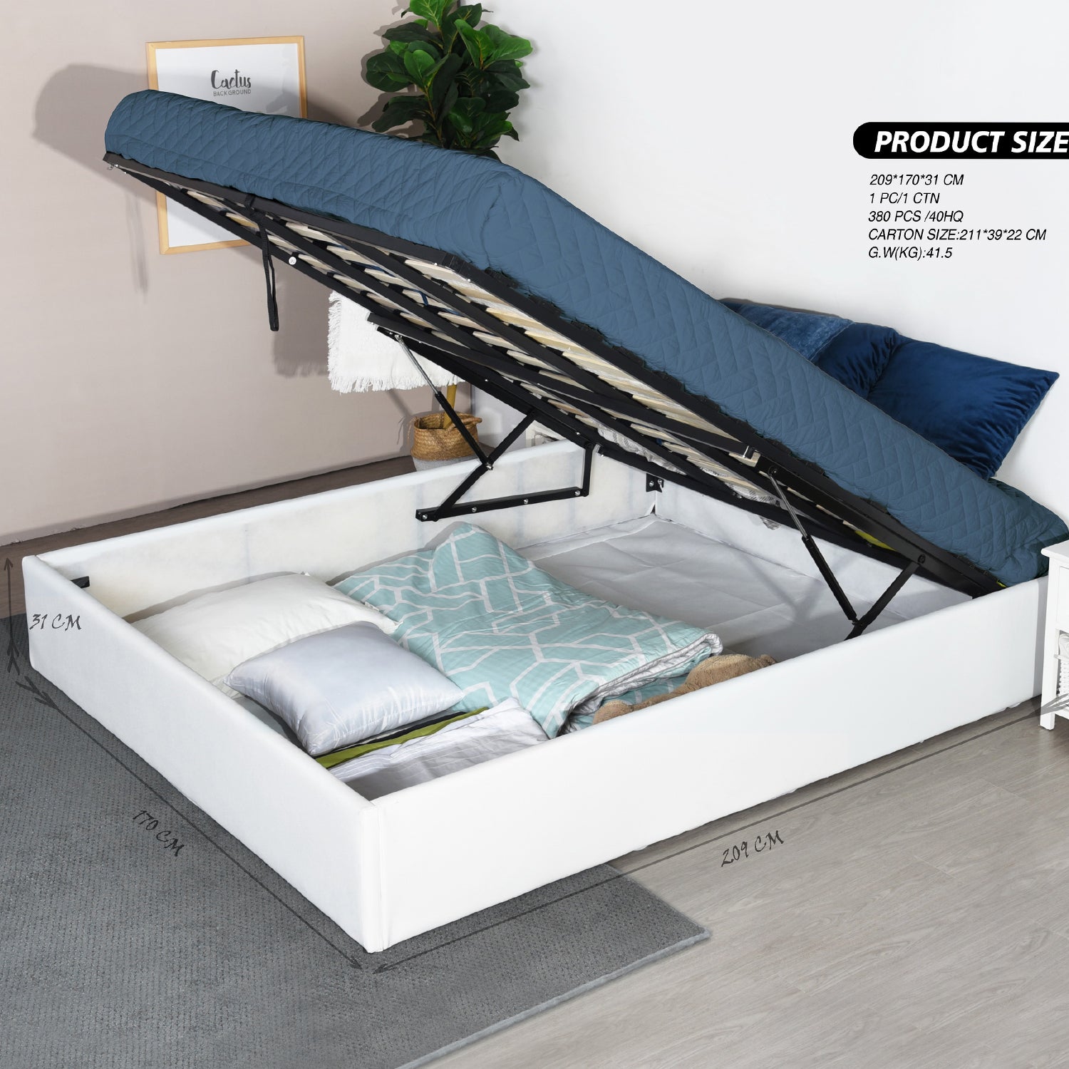 2 -seerer Brustbett (160x200) mit Lattes Box Spring im skandinavischen Stil in weißem Nachahmungsleder - Majestät