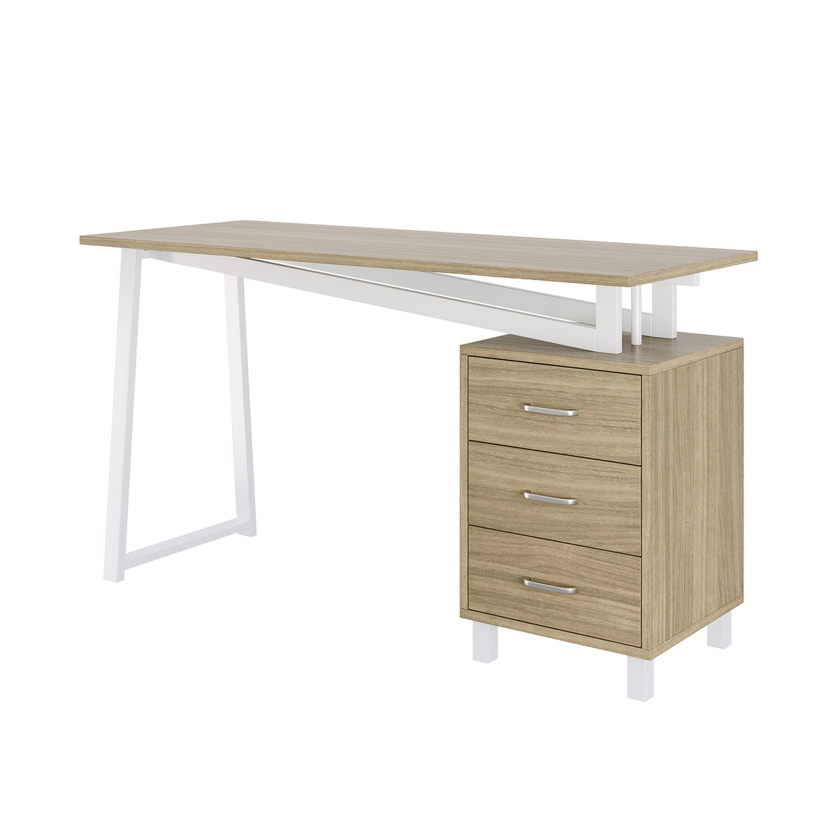 Bois naturel et blanc bureau MDF avec rangement