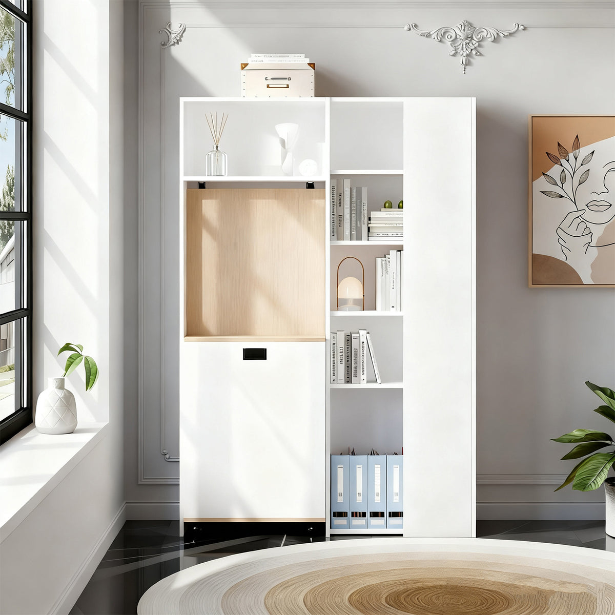 Bureau MDF blanc pliable 2 en 1