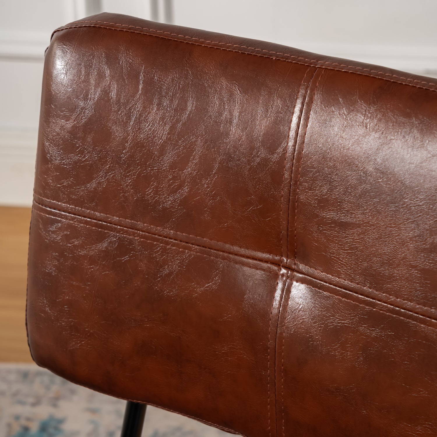 Set von 4 industriellen Esstühle in braun geöltem Leder - Pomona