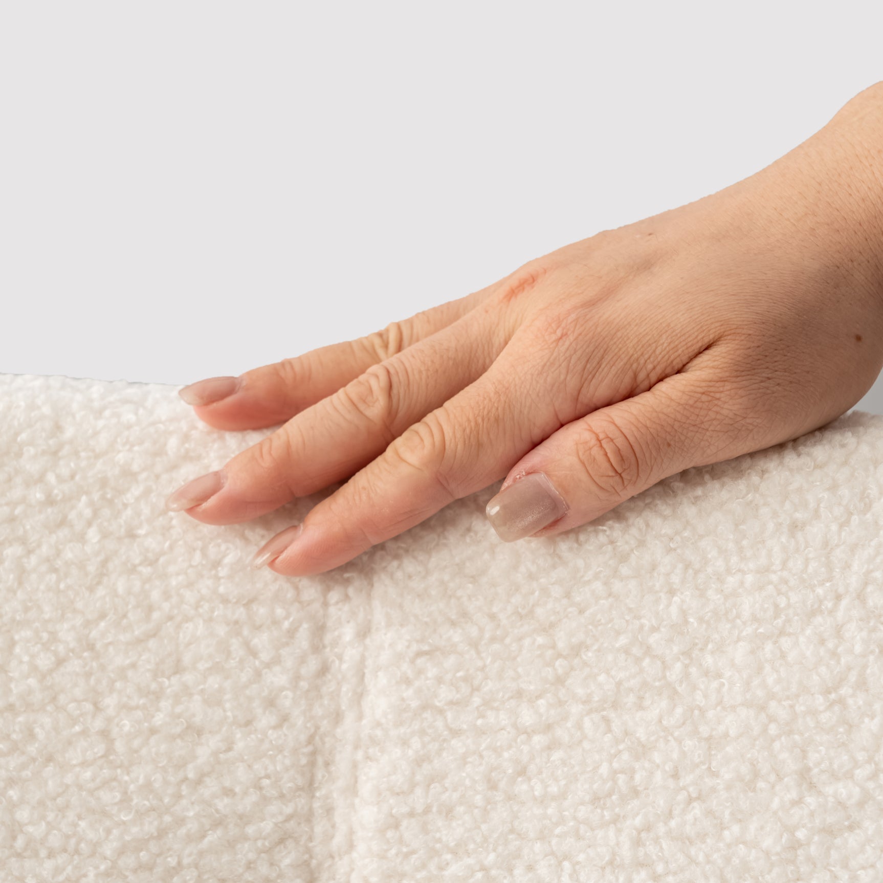 Lot de 4 chaises de salle à manger scandinaves en tissu mouton bouclette beige - POMONA