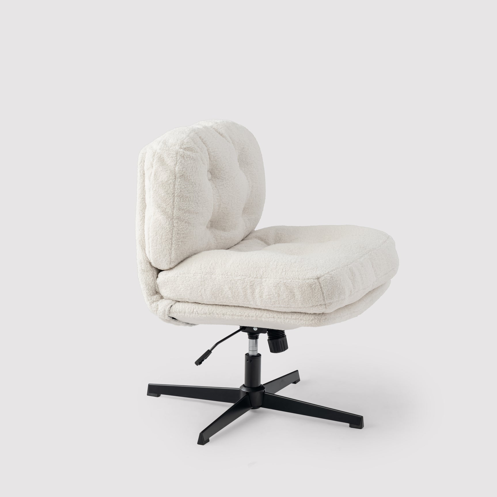 Pivoting lounge chair adjustable in white ribbed velvet - Alintonex