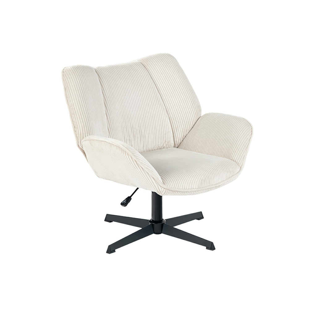 Pivotable adjustable leisure chair with beige velvet armrests - Durothil
