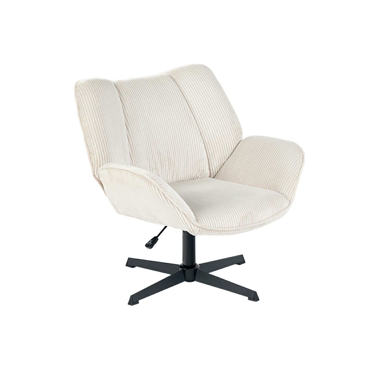 Pivotable adjustable leisure chair with beige velvet armrests - Durothil