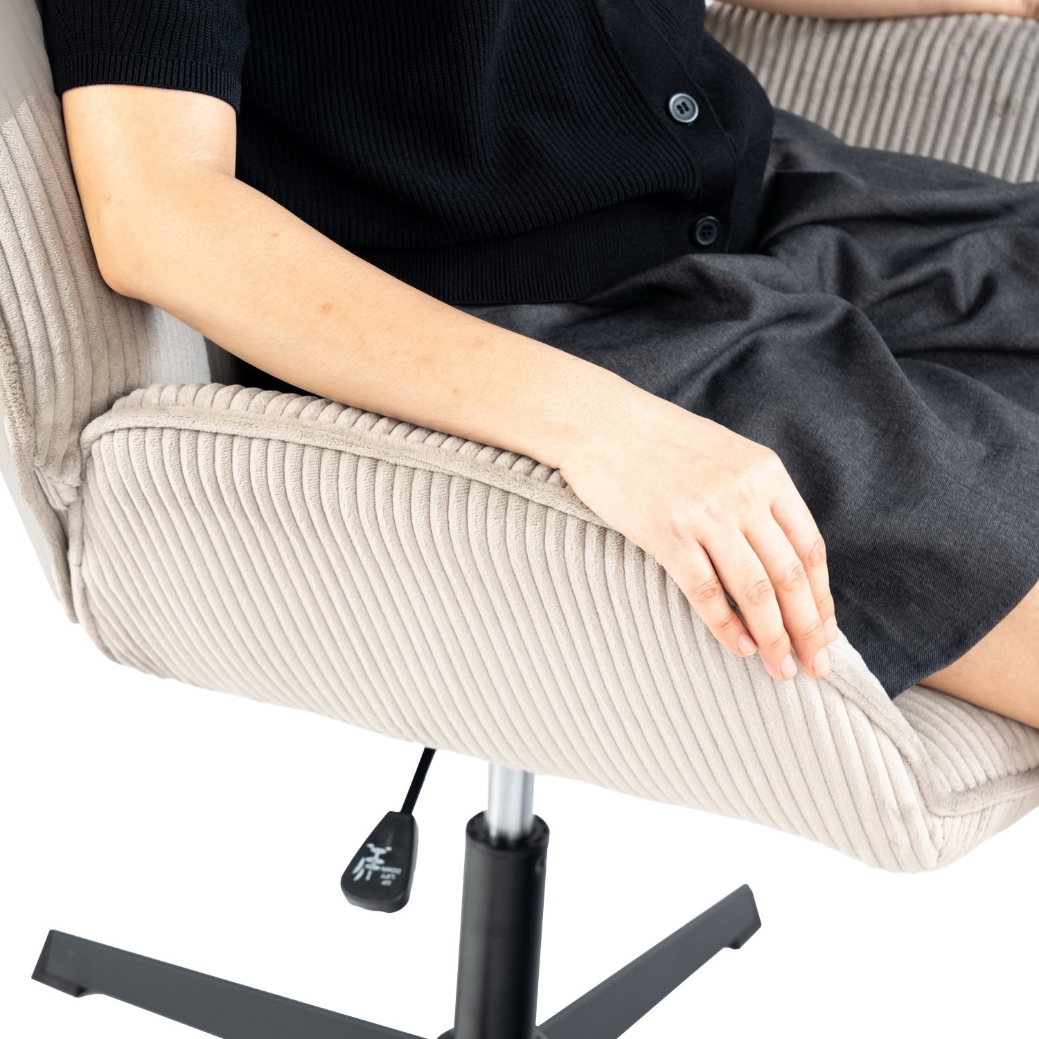 Drehbarer, verstellbarer Freizeitsessel mit grauen Cord-Armlehnen – DUROTHIL