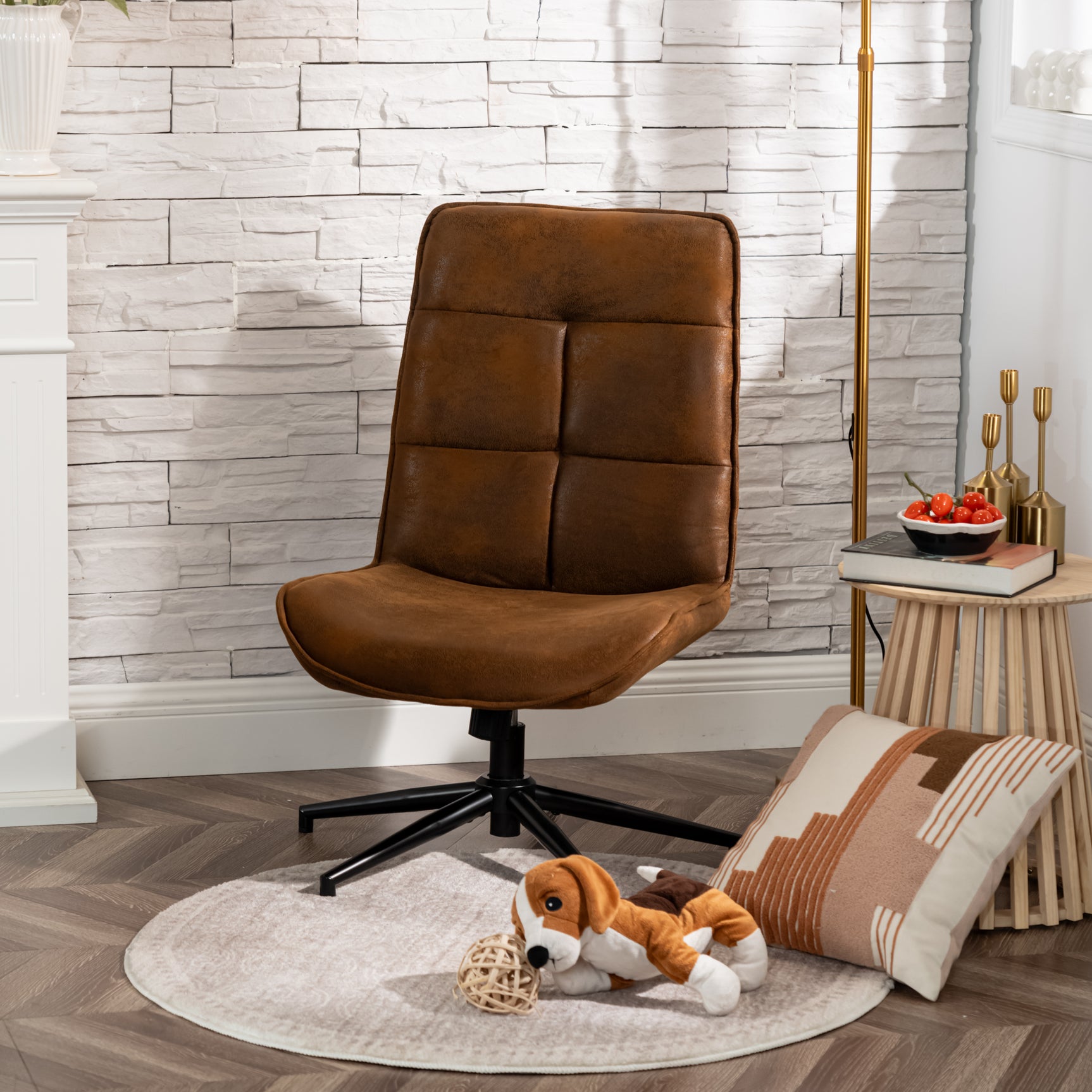 Fauteuil de loisirs réglable en suédine pivotant à 360° - CHARLOTTE