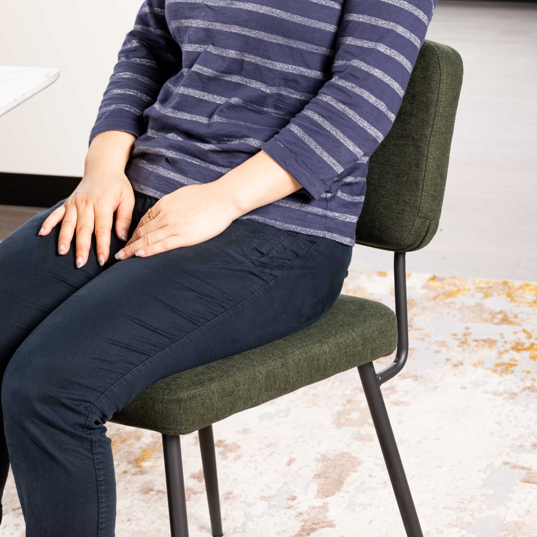 Lot de 2 chaises de salle à manger industrielles en tissu vert - KAROMI