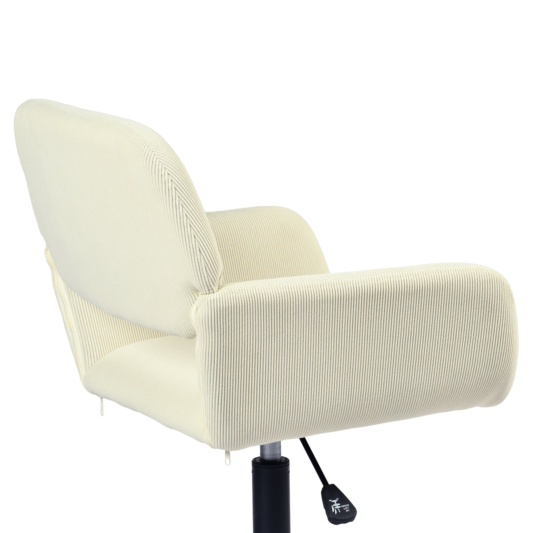 Ensemble avec bureau pliable blanc à roulettes et fauteuil en velours côtelé beige ââ‚?ASCOLI & ROSS