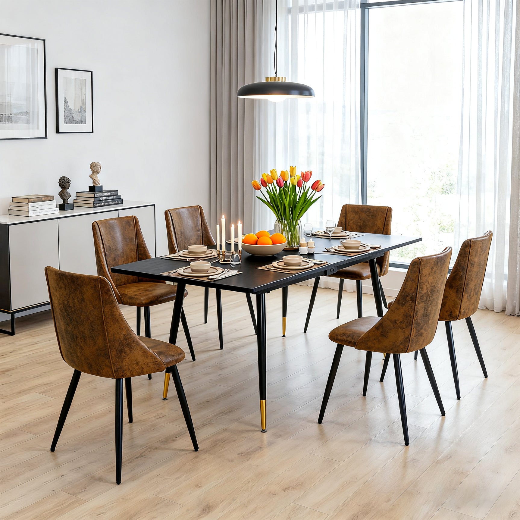 Set von 6 industriellen Esstühle im Wildleder - SMEG