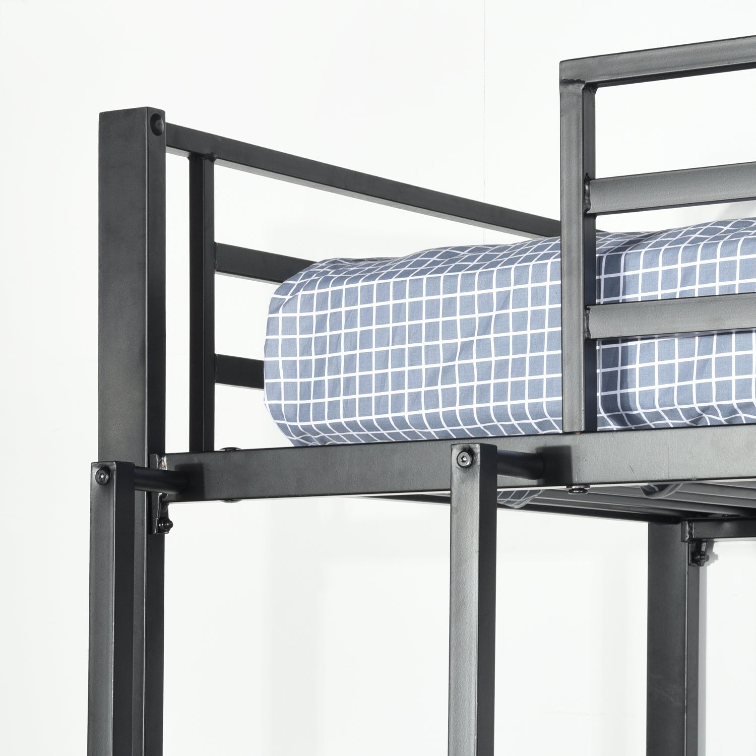 Lit superposé 3 places et 3 étages en métal noir avec échelle 90x190cm (matelas non inclus) - TRIO 3 RECTANGULAR BLACK