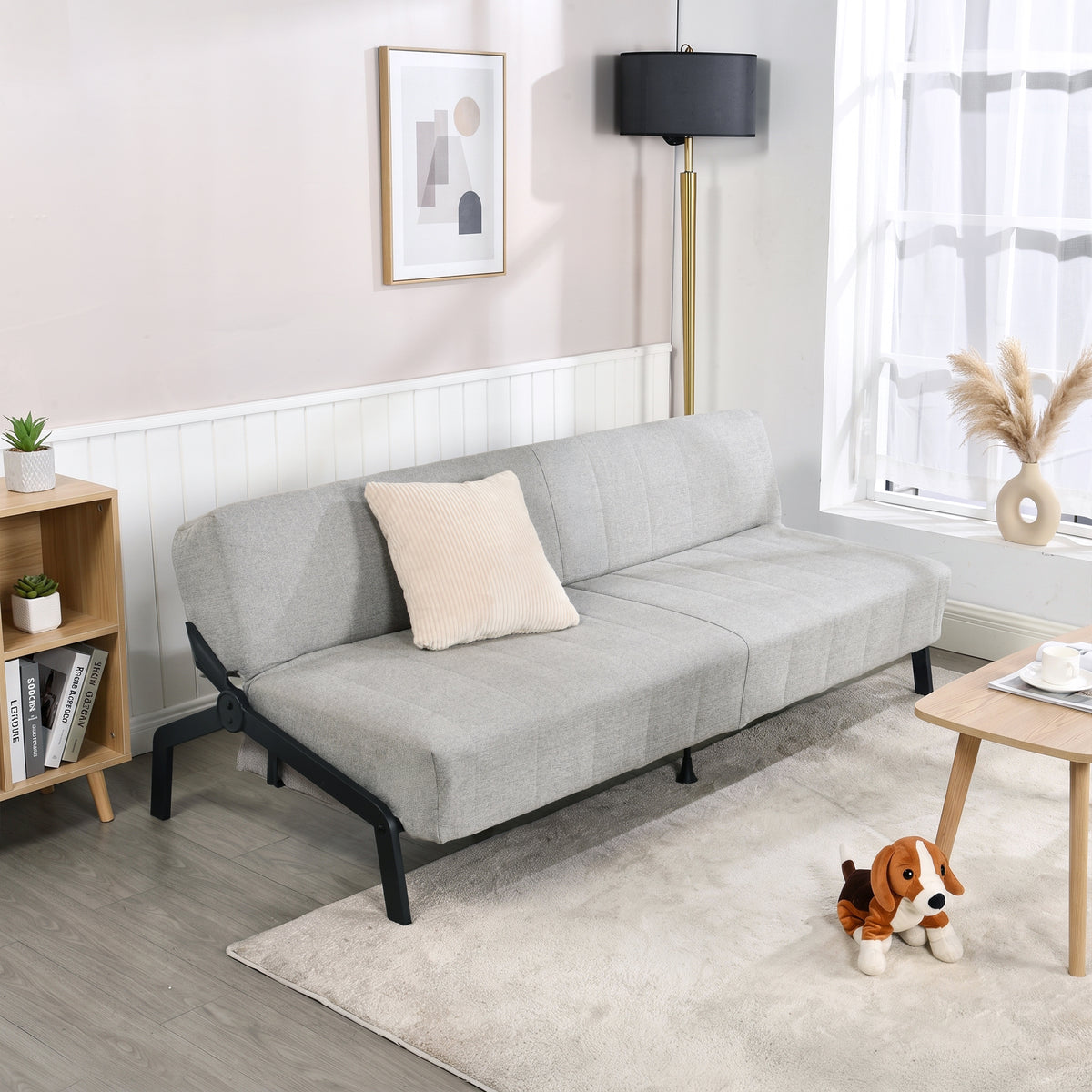 2-Sitzer-Sofa aus beigem Stoff im skandinavischen Stil – AHBARM