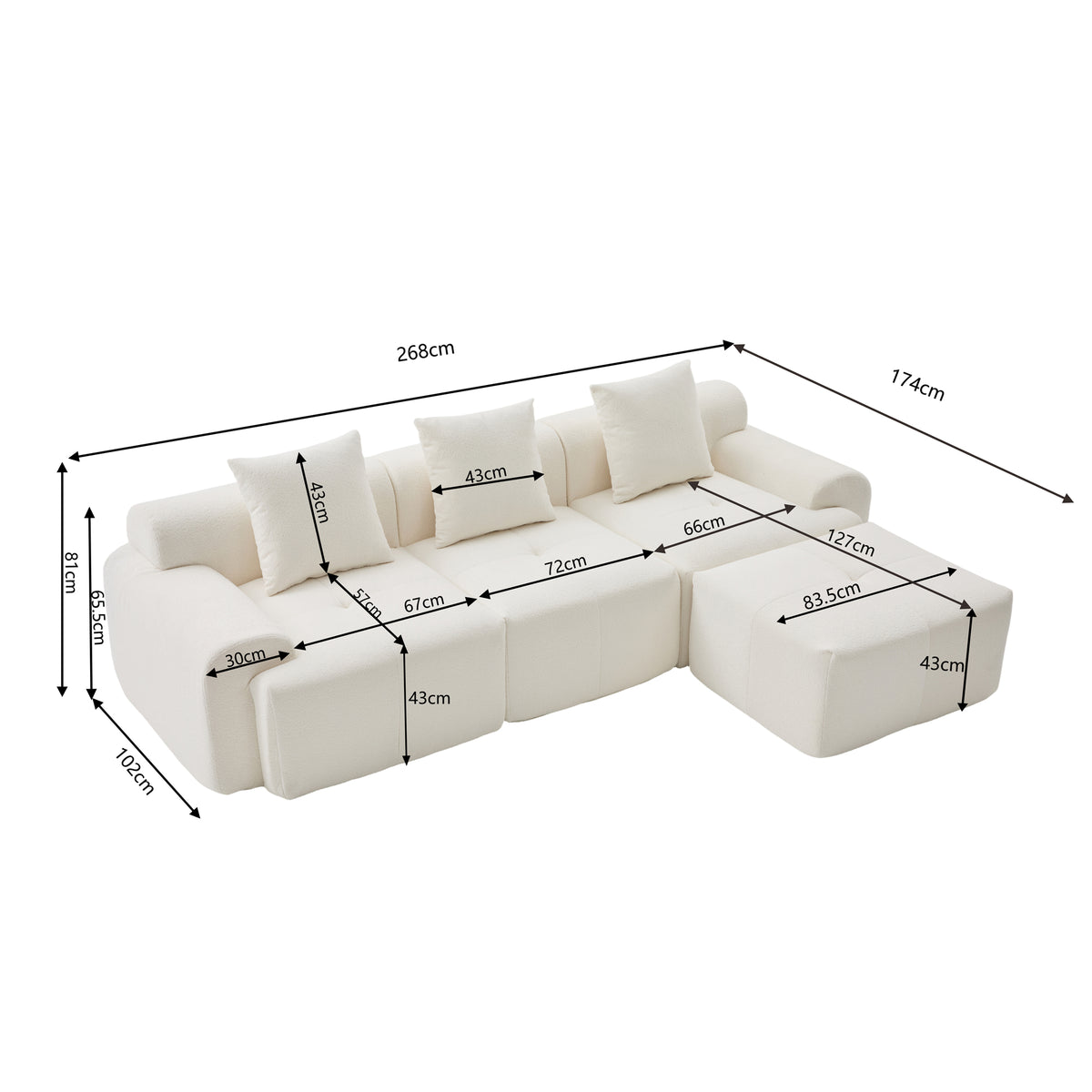 2-Sitzer-Schlafsofa aus dunkelgrauem Stoff mit Seitentaschen, modernes Schlafsofa