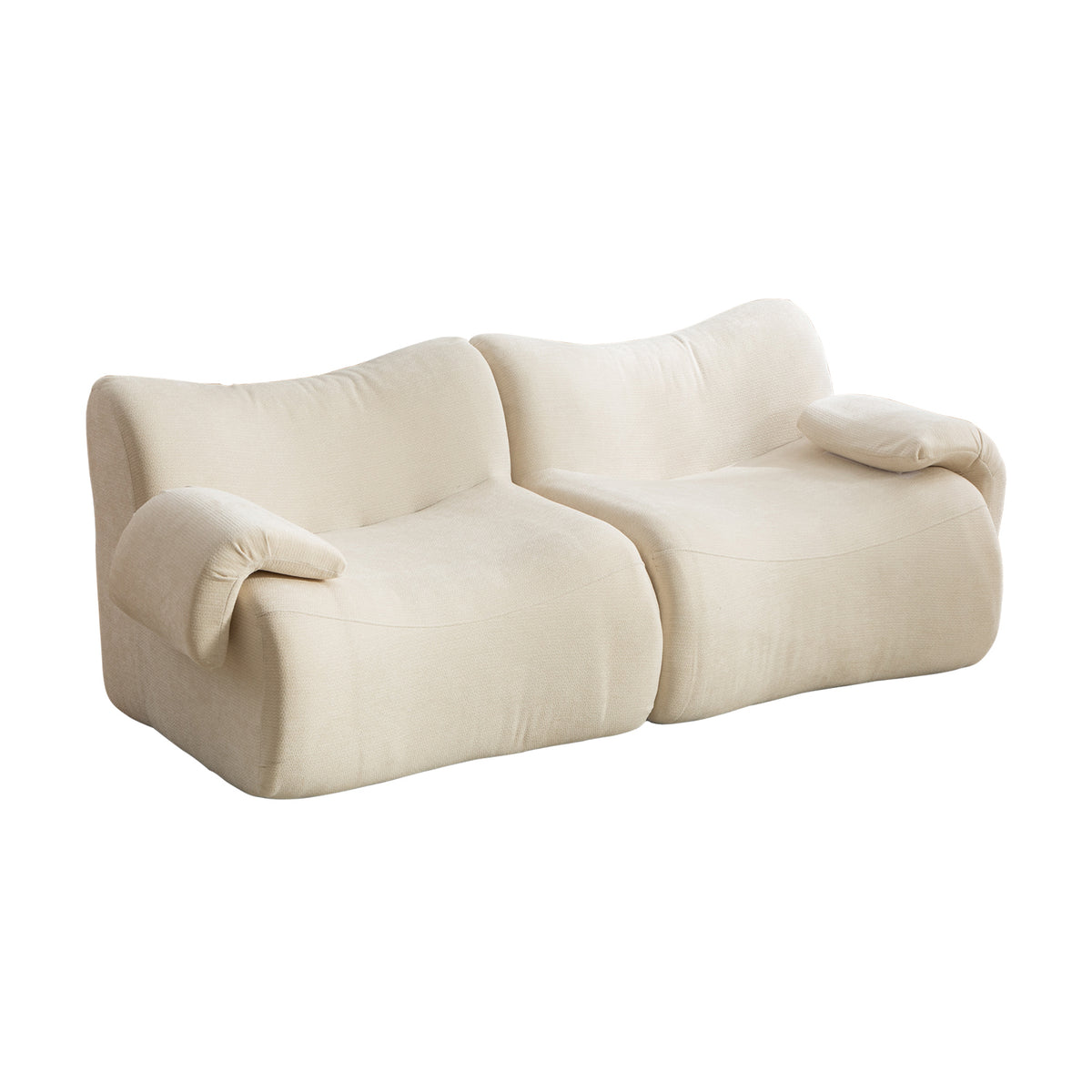 2-seater sofa bed in dark gray fabric with side pockets, modern convertible sofa