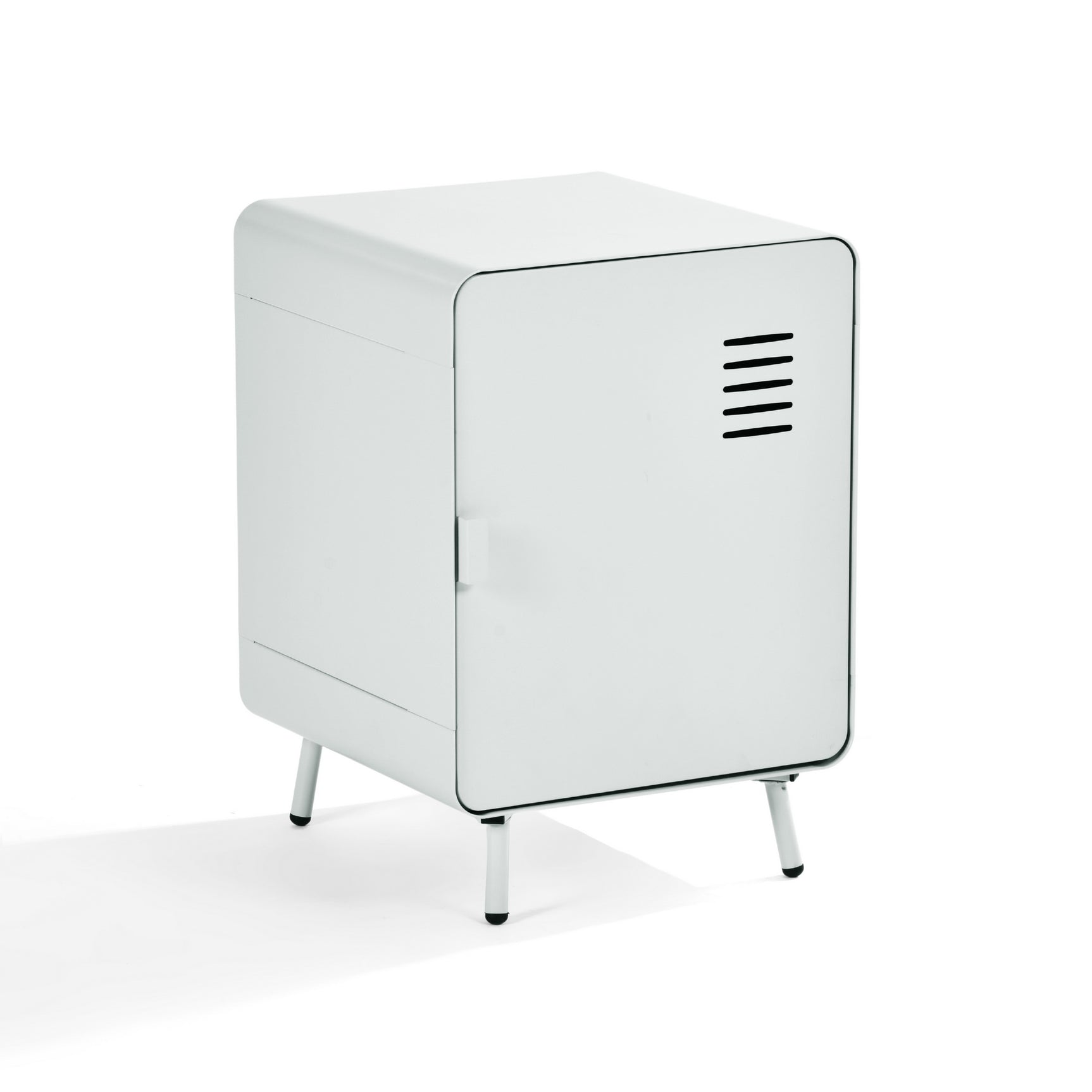 Table de chevet en métal blanc style industriel avec rangement et étagère - WALNUT