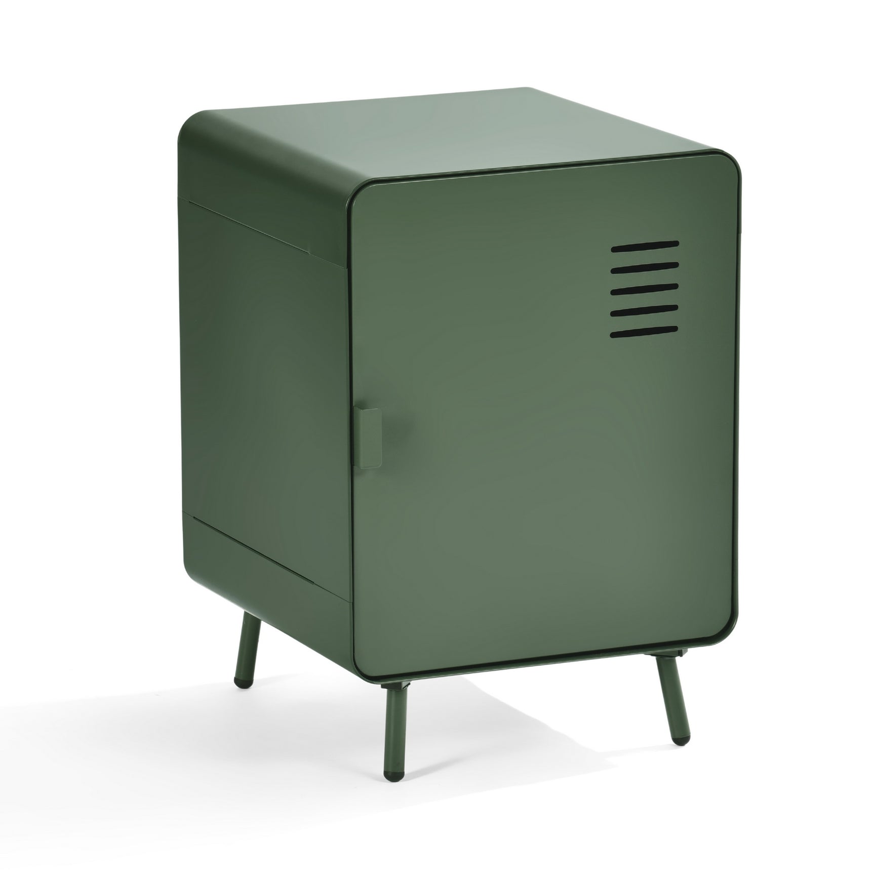 Table de chevet en métal vert style industriel avec rangement et étagère - WALNUT