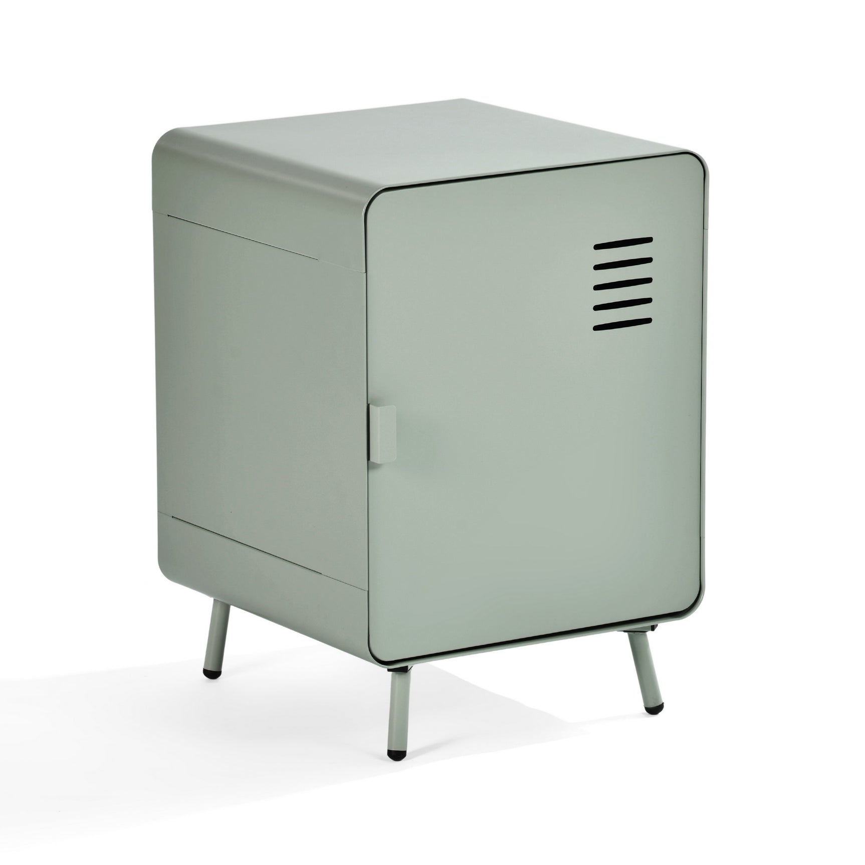 Table de chevet en métal vert clair style industriel avec rangement et étagère - WALNUT