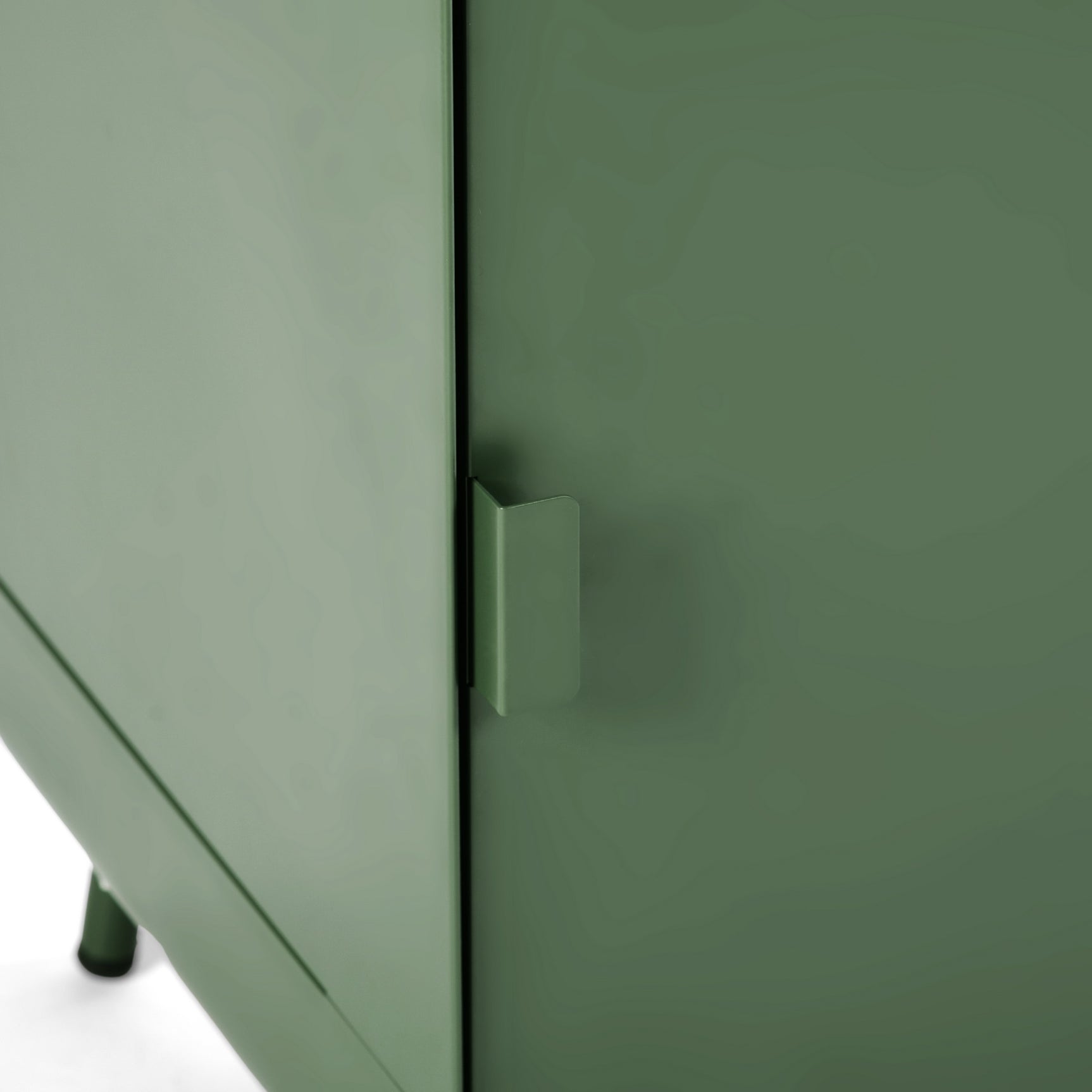 Meuble TV/Buffet salon en métal vert 3 portes et plateau en bois avec étagères - WALNUT