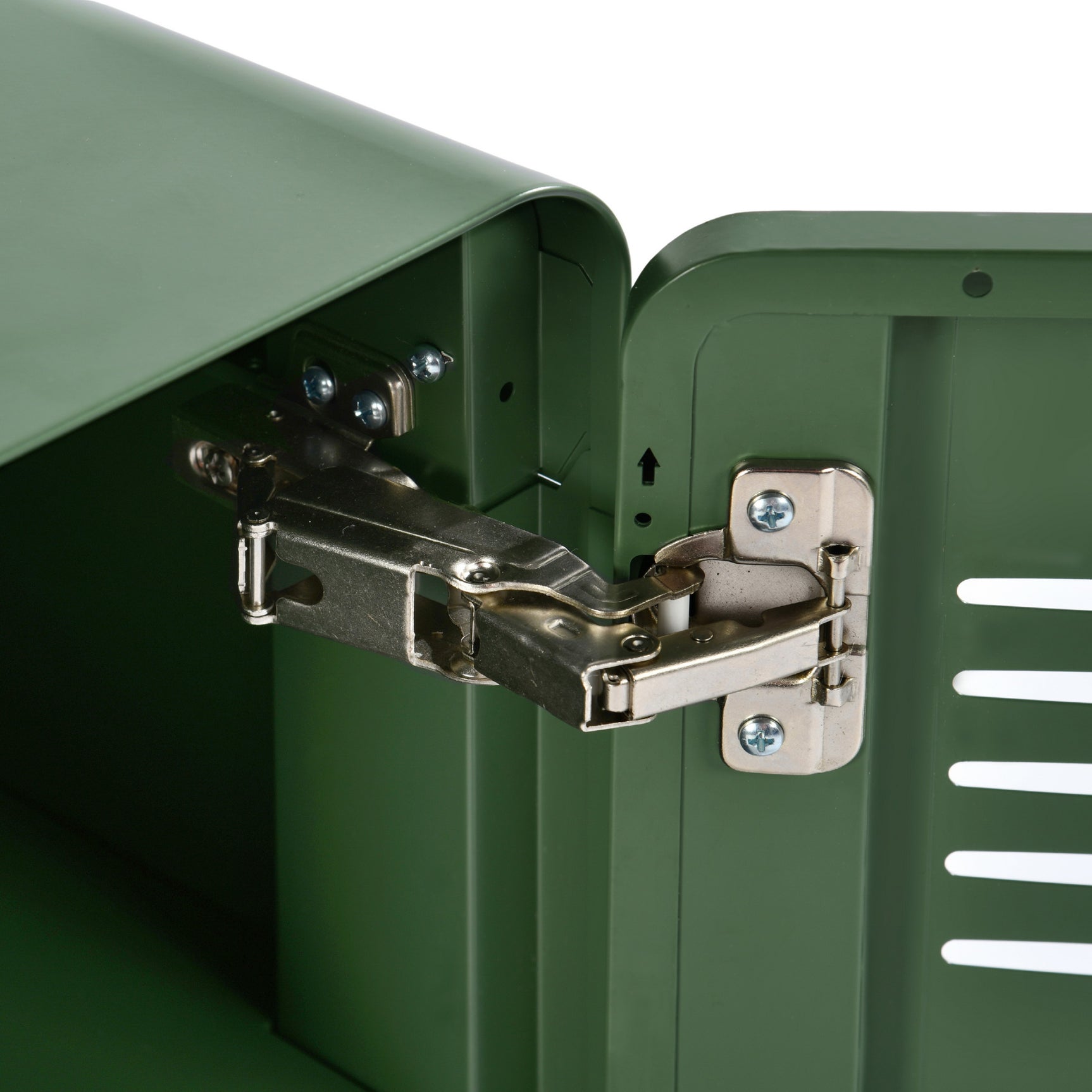 Meuble TV/Buffet salon en métal vert 3 portes et plateau en bois avec étagères - WALNUT