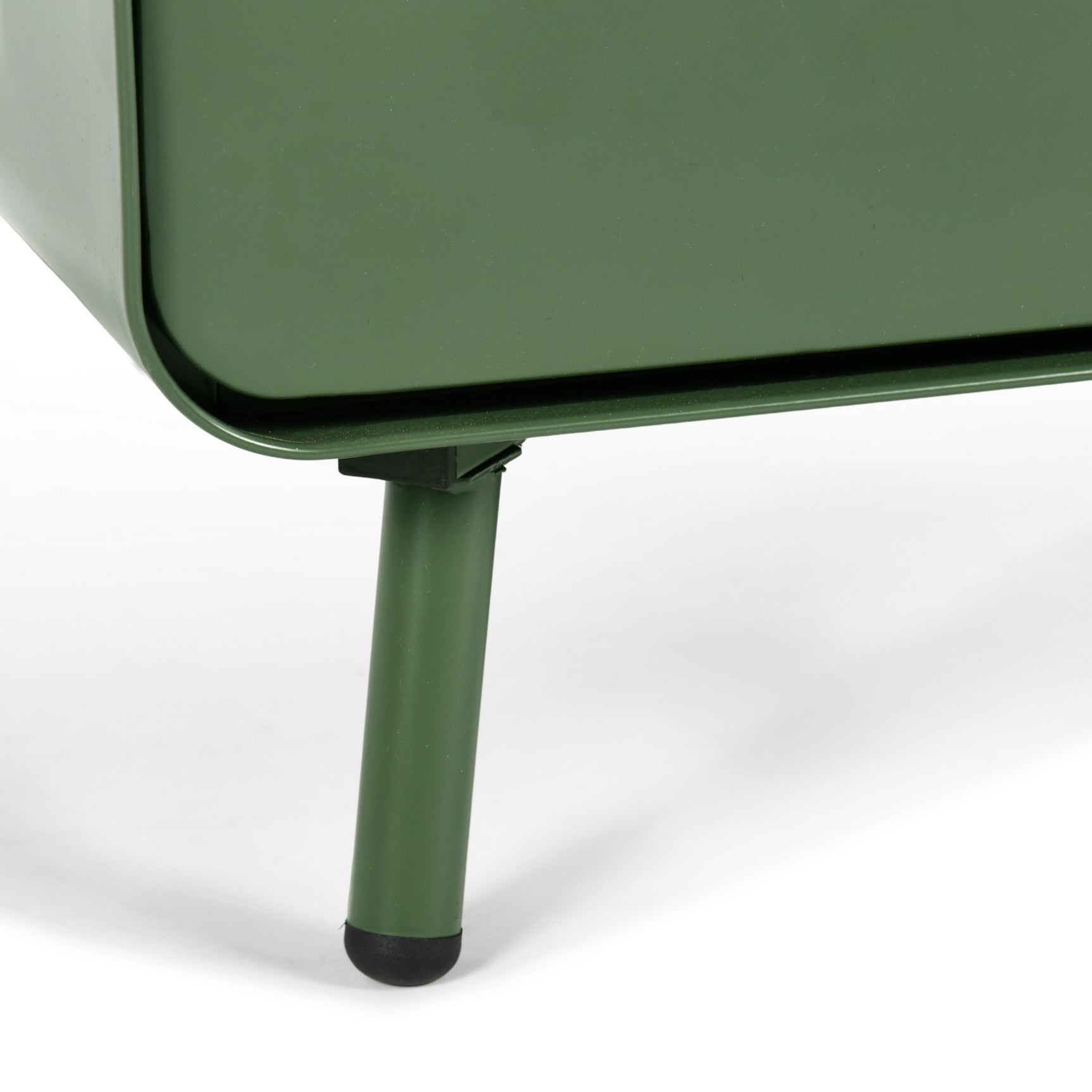 Meuble TV/Buffet salon en métal vert 3 portes et plateau en bois avec étagères - WALNUT