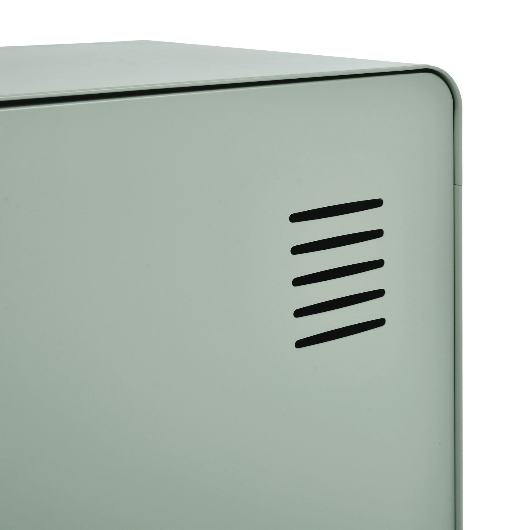 TV-Möbel/Wohnzimmer-Sideboard aus hellgrünem Metall, 3 Türen und Holzplatte mit Regalen – WALNUSS