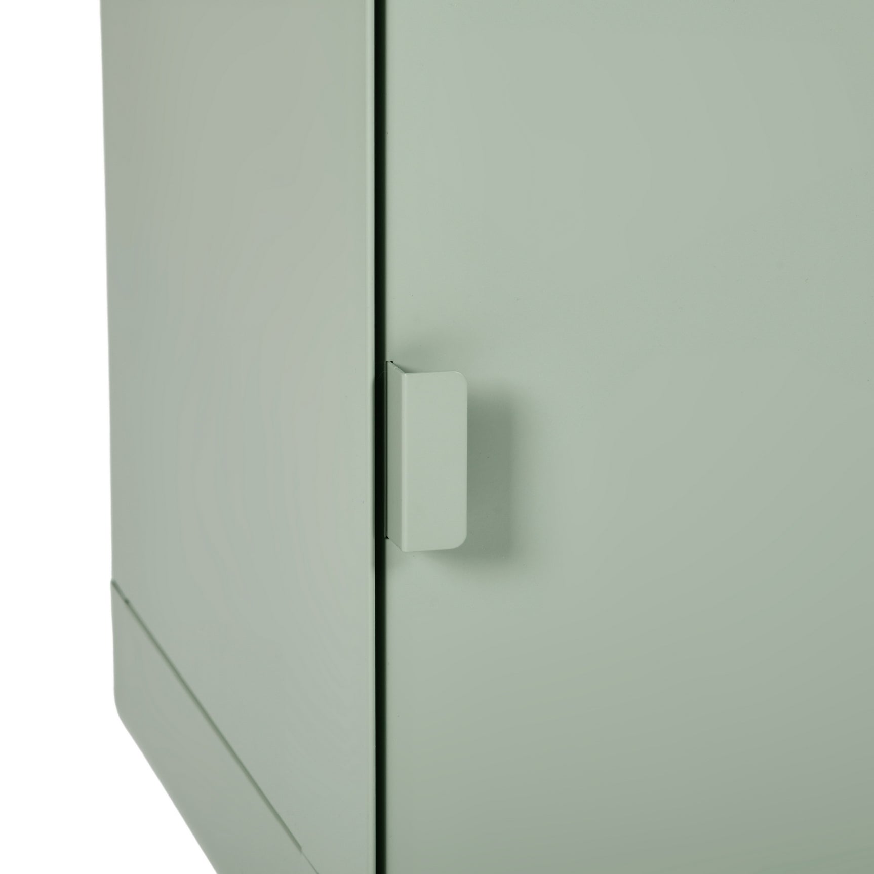 TV-Möbel/Wohnzimmer-Sideboard aus hellgrünem Metall, 3 Türen und Holzplatte mit Regalen – WALNUSS