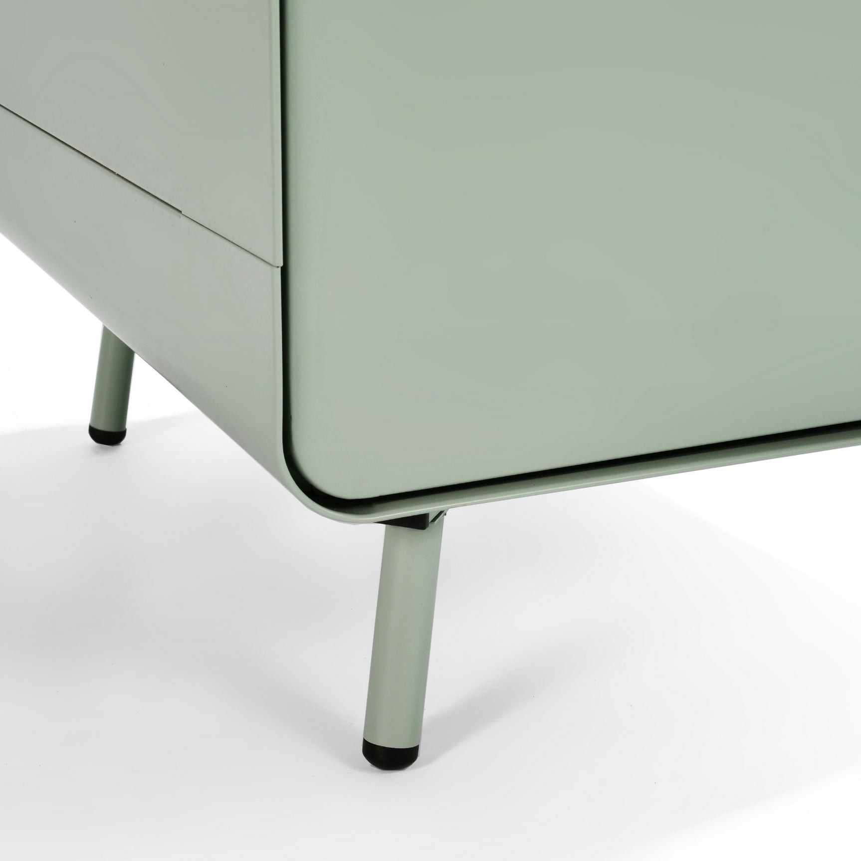 TV-Möbel/Wohnzimmer-Sideboard aus hellgrünem Metall, 3 Türen und Holzplatte mit Regalen – WALNUSS