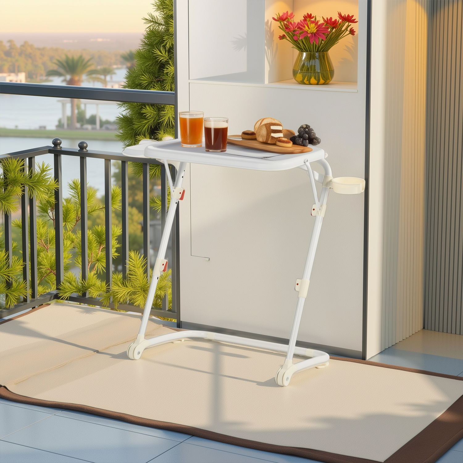 Table d’appoint pliable pour ordinateur portable, bout de canapé réglable en hauteur avec plateau inclinable et porte-gobelet - BASELINE