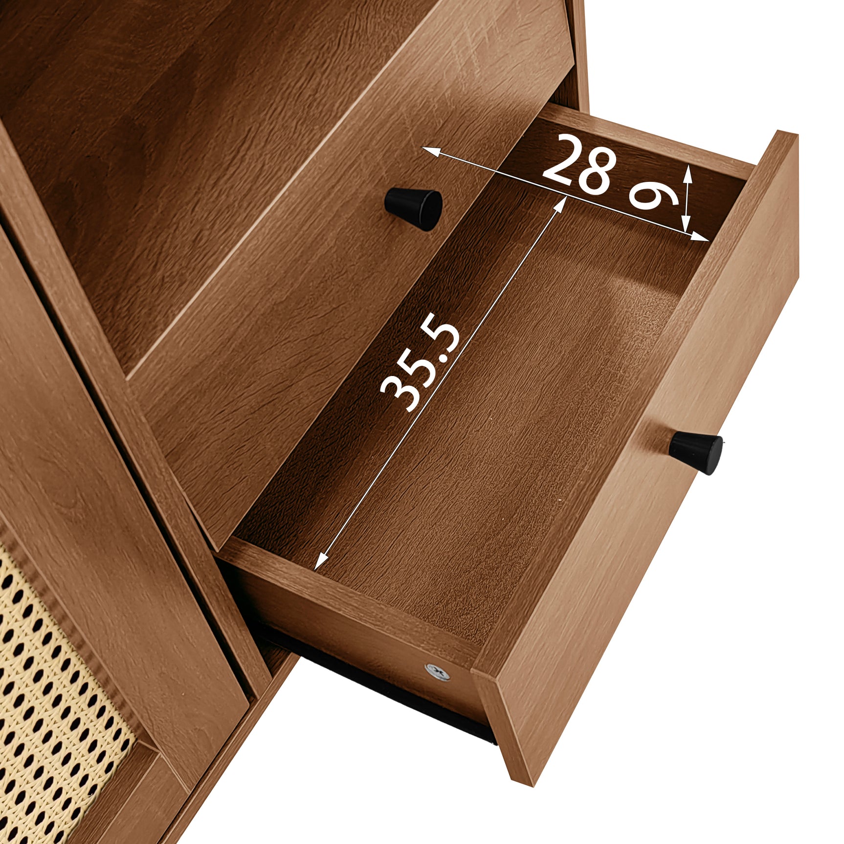 Holzbuffet -Kampagnenstil mit Konservenentüren, verstellbaren Regalen und Schubladen 130 × 75,5 × 40 cm