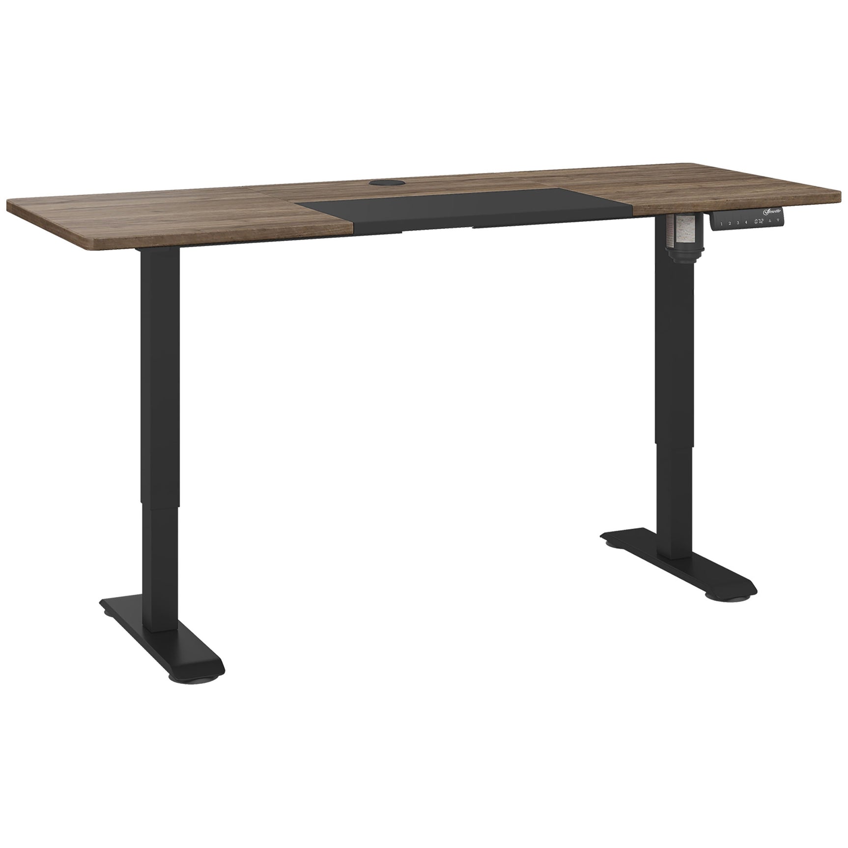 Table de bureau électrique réglable en hauteur 140x70 cm Stehschreibtisch avec moteur, cadre en métal, design nature+noir pour bureau et espace de travail