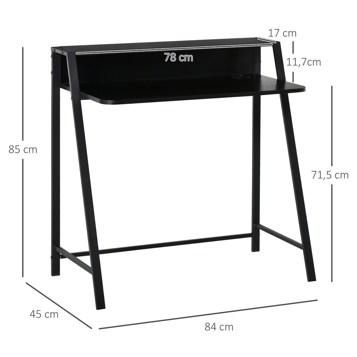 Bureau compact en MDF, coloris noir