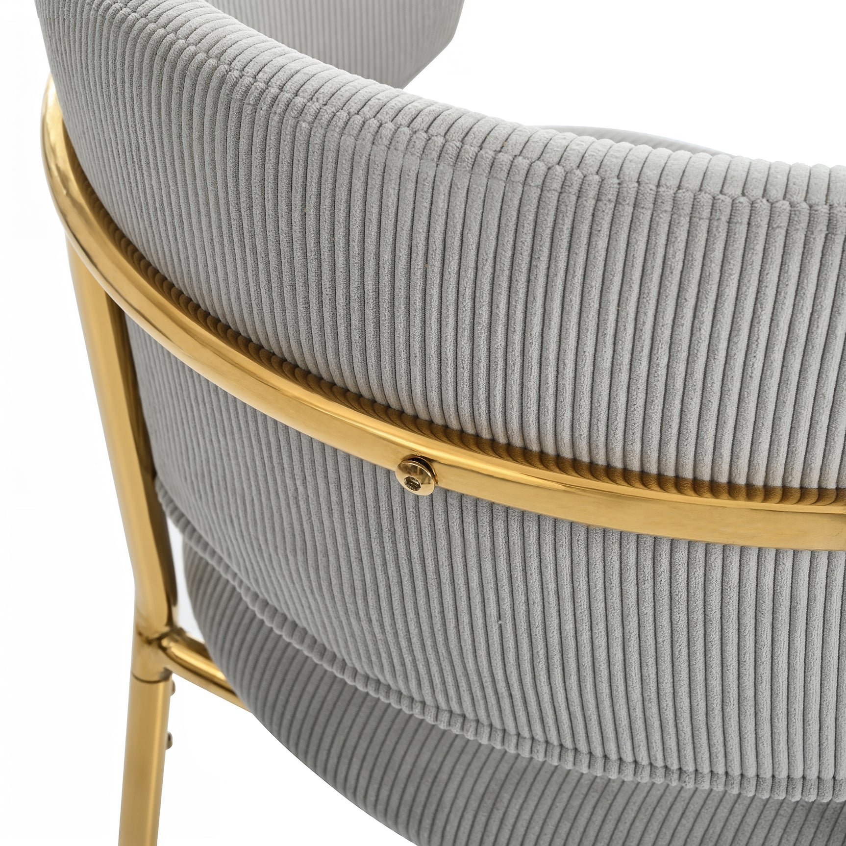 Set von 2 modernen grauen Stühlen mit gehacktem Stoff mit geneigten Holz- und Metallfüßen, ergonomischen Rückenlehnen und verstellbaren Füßen