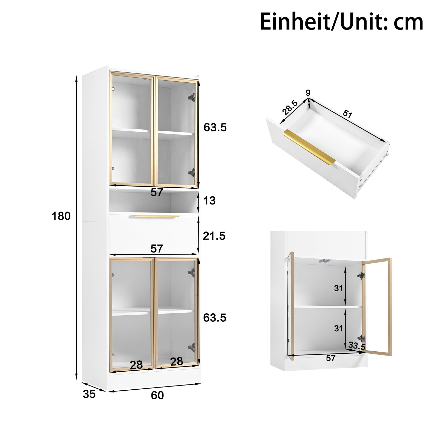 Haut meuble blanc moderne avec LED 16 couleurs et Bluetooth