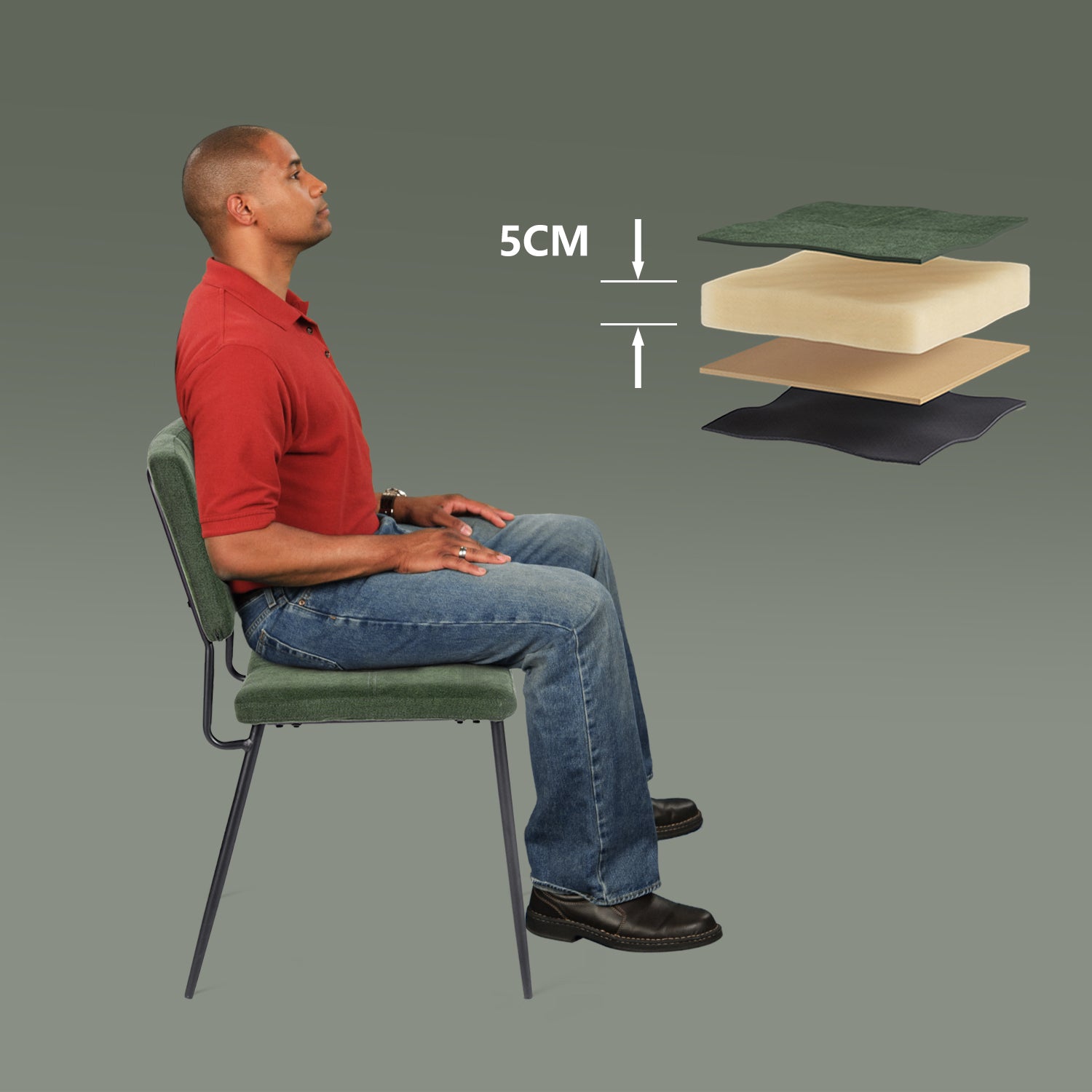 Lot de 2 chaises de salle à manger industrielles en tissu vert - KAROMI