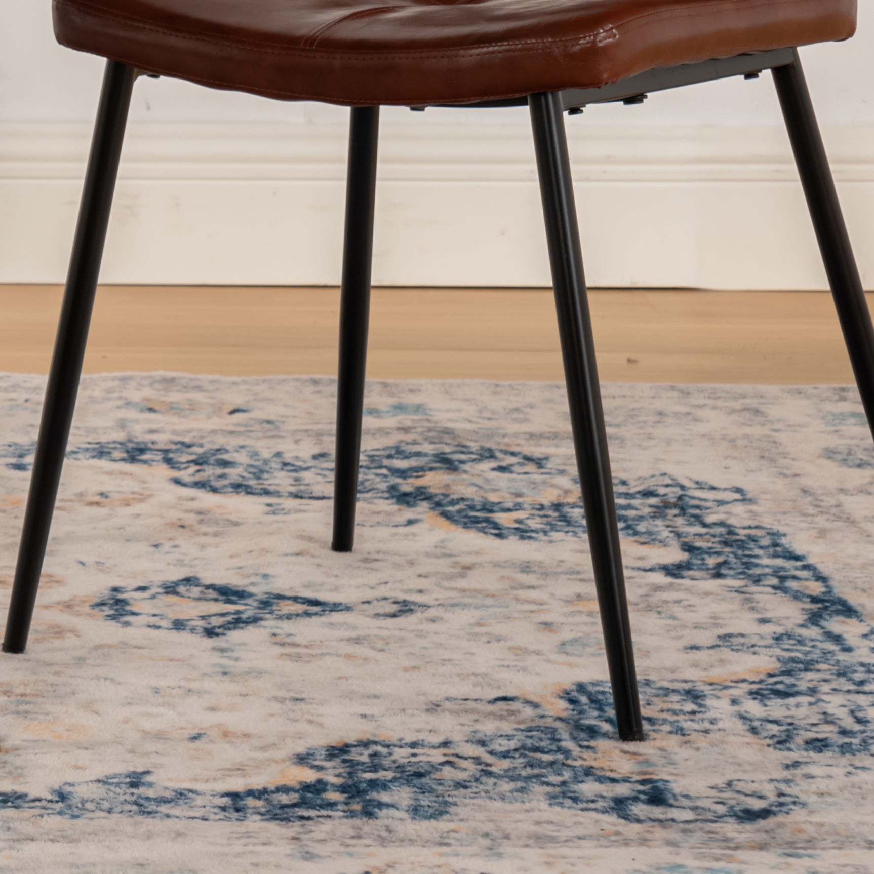 Set von 4 industriellen Esstühle in braun geöltem Leder - Pomona